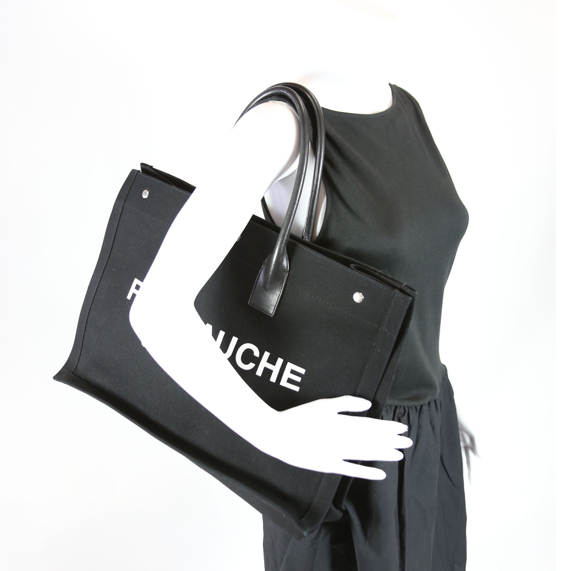 SAINT LAURENT Rive Gauche Tote Bag Black/White