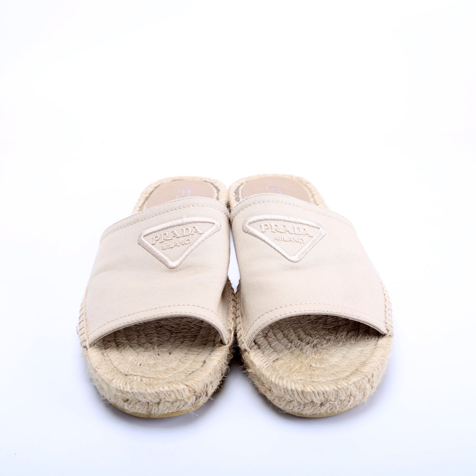 Triangle Logo Canvas Espadrille Slides Size 38