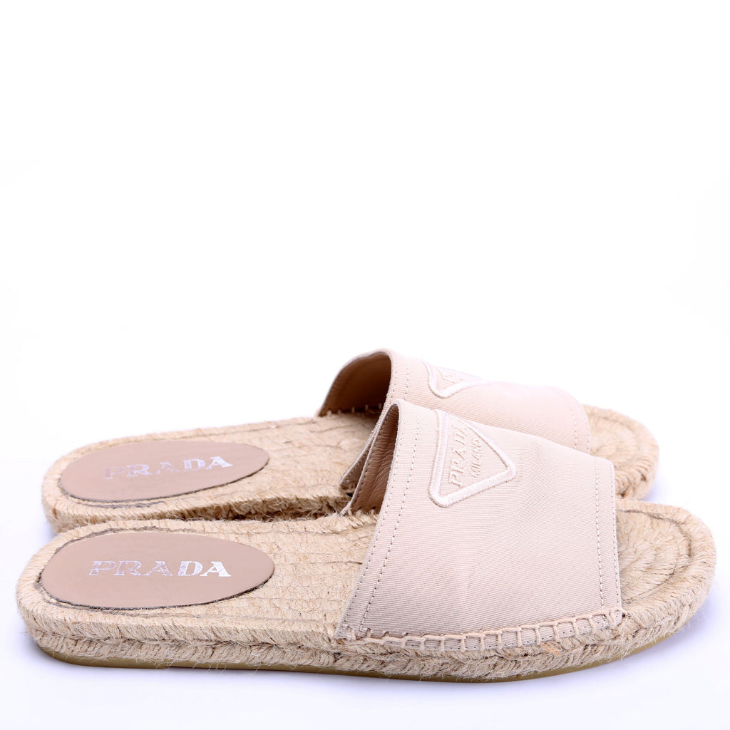 Triangle Logo Canvas Espadrille Slides Size 38