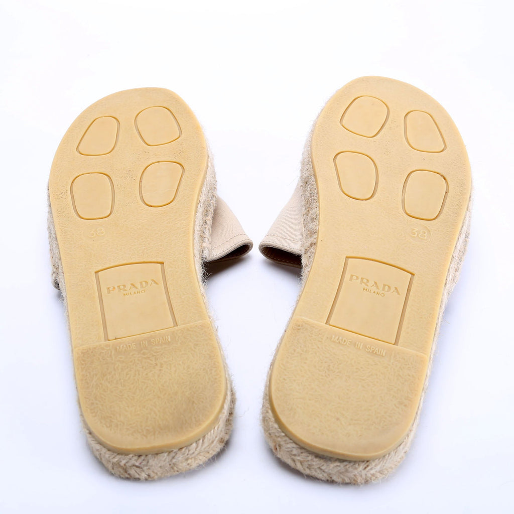 Triangle Logo Canvas Espadrille Slides Size 38
