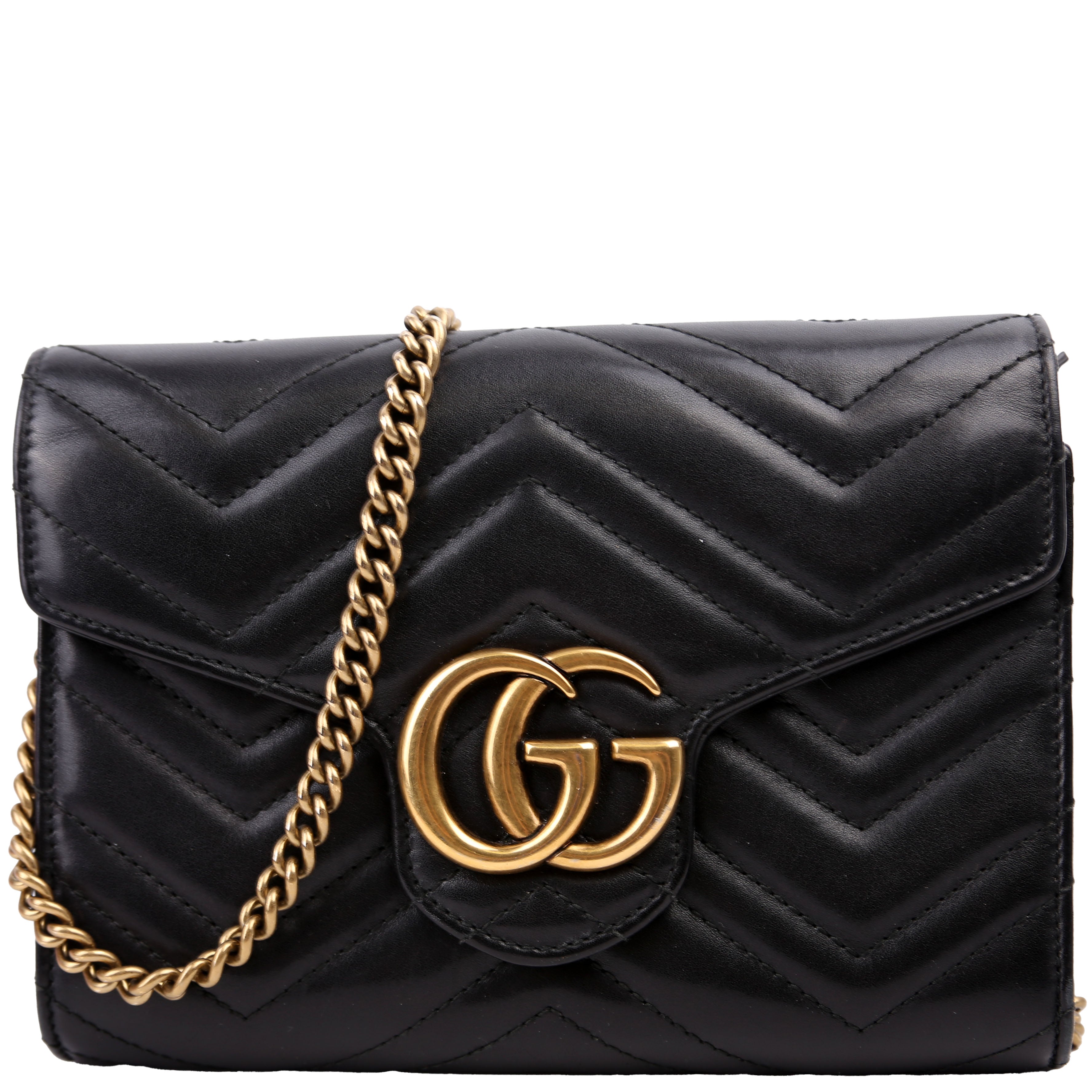 Gucci 474575 Marmont Chain Wallet Black