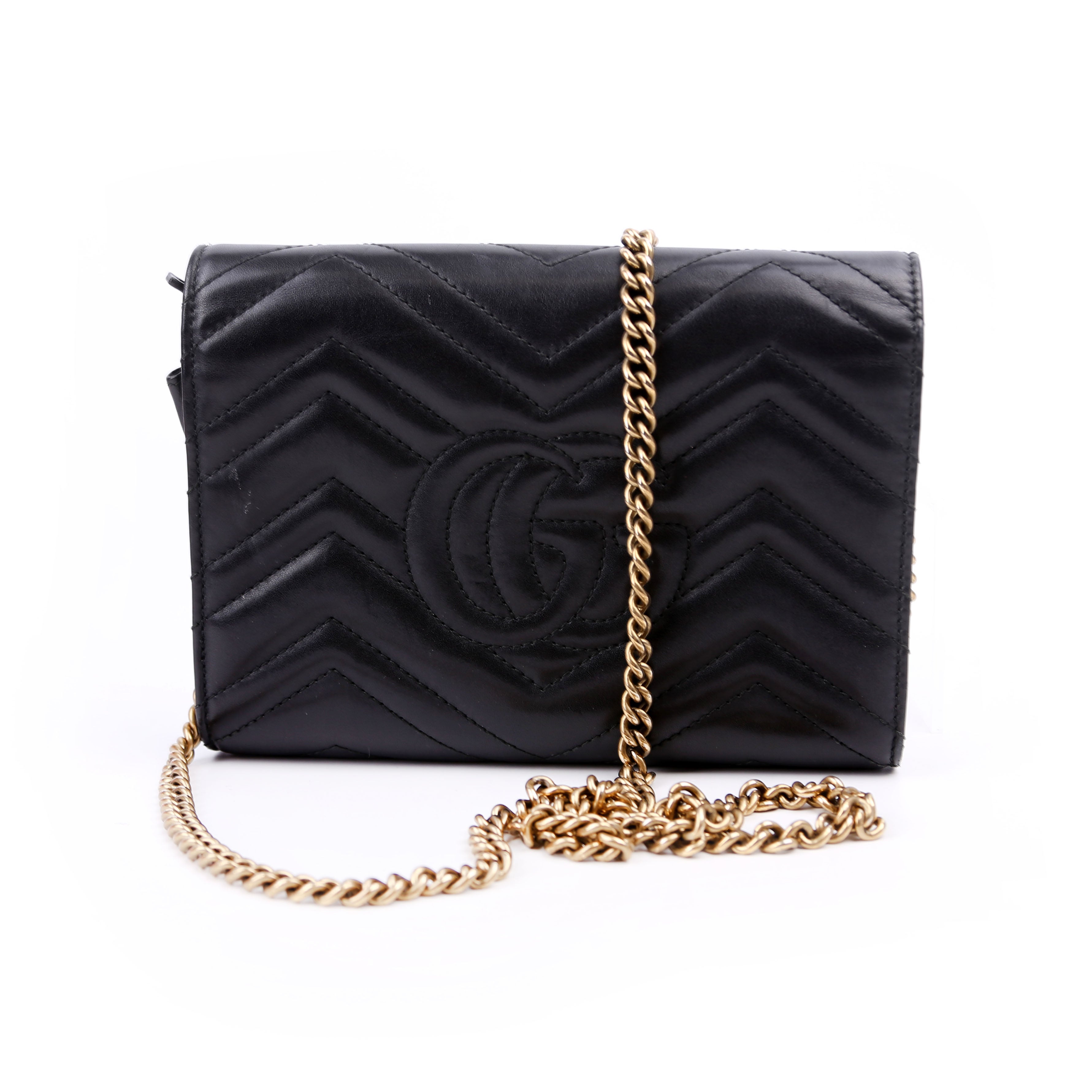 Gucci 474575 Marmont Chain Wallet Black