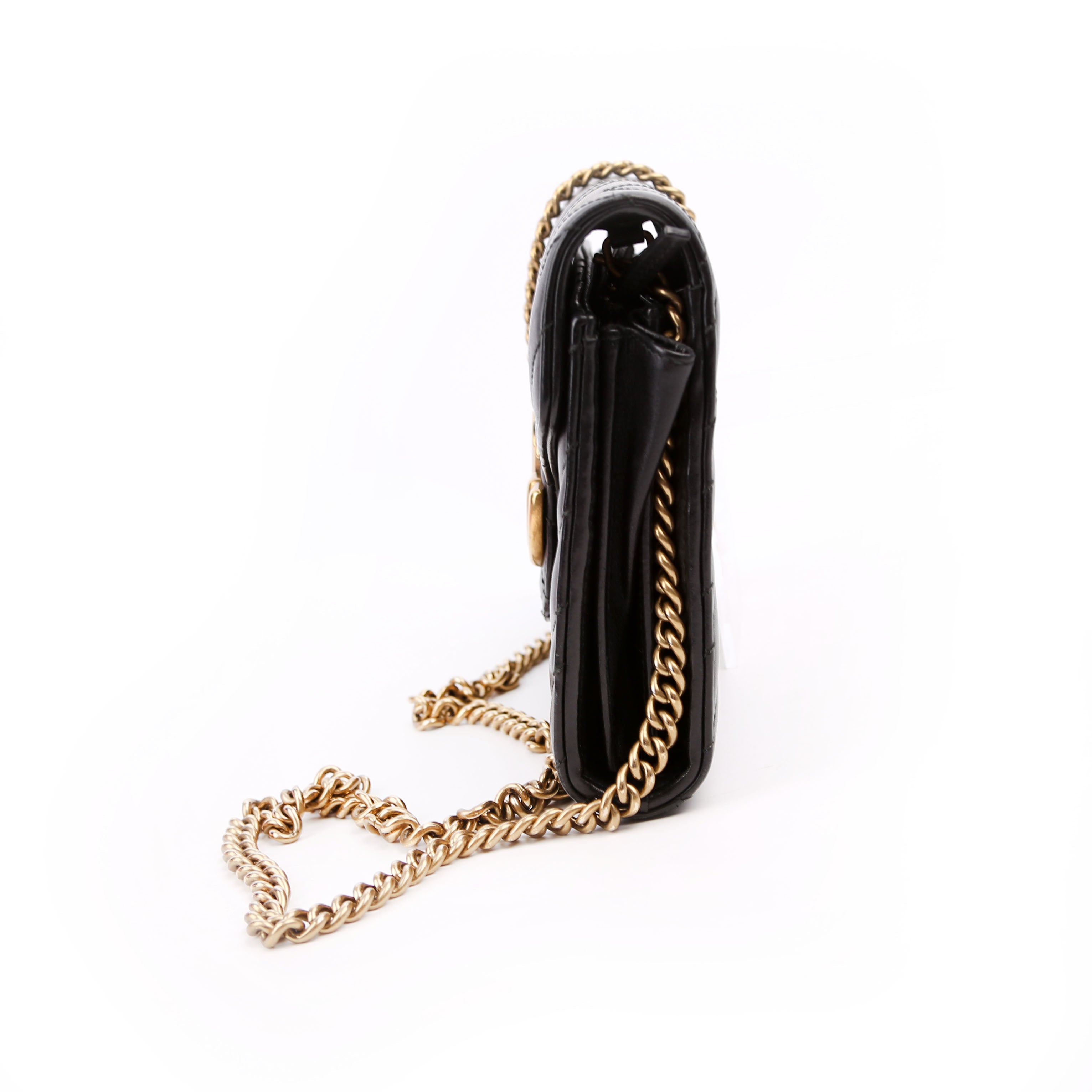 Gucci 474575 Marmont Chain Wallet Black