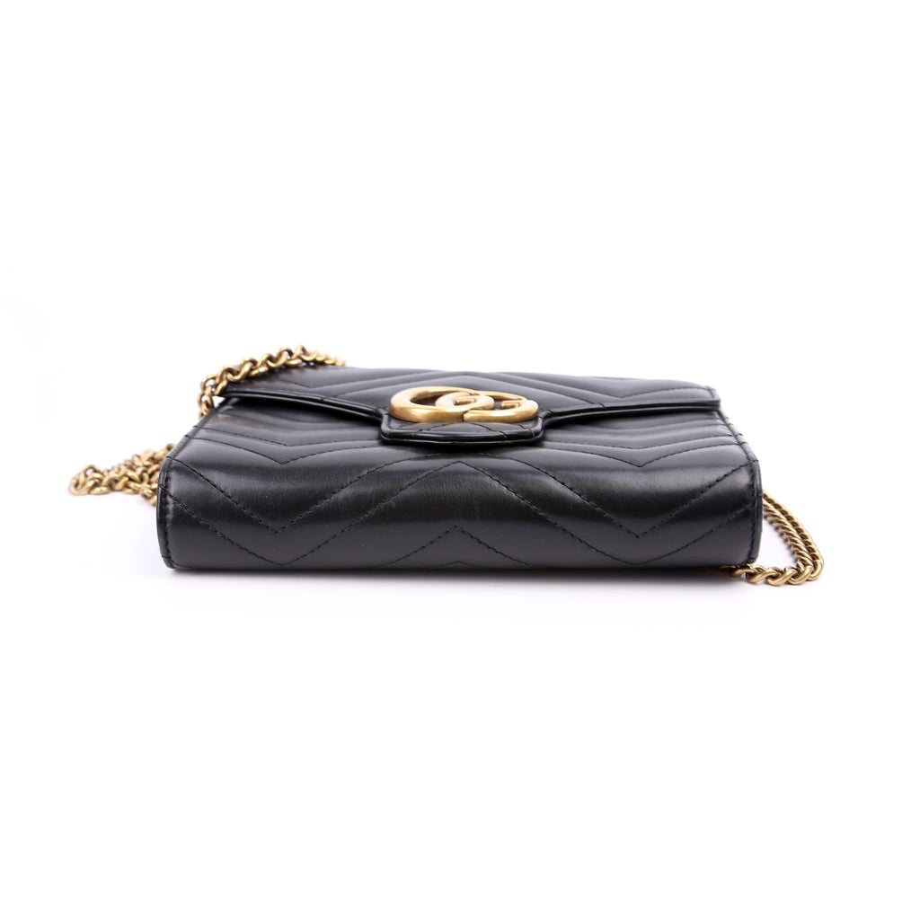 Gucci 474575 Marmont Chain Wallet Black