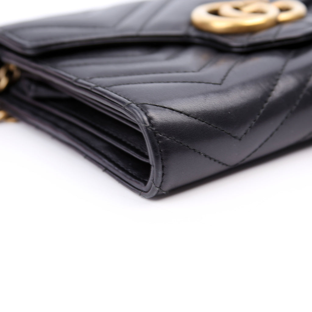 Gucci 474575 Marmont Chain Wallet Black