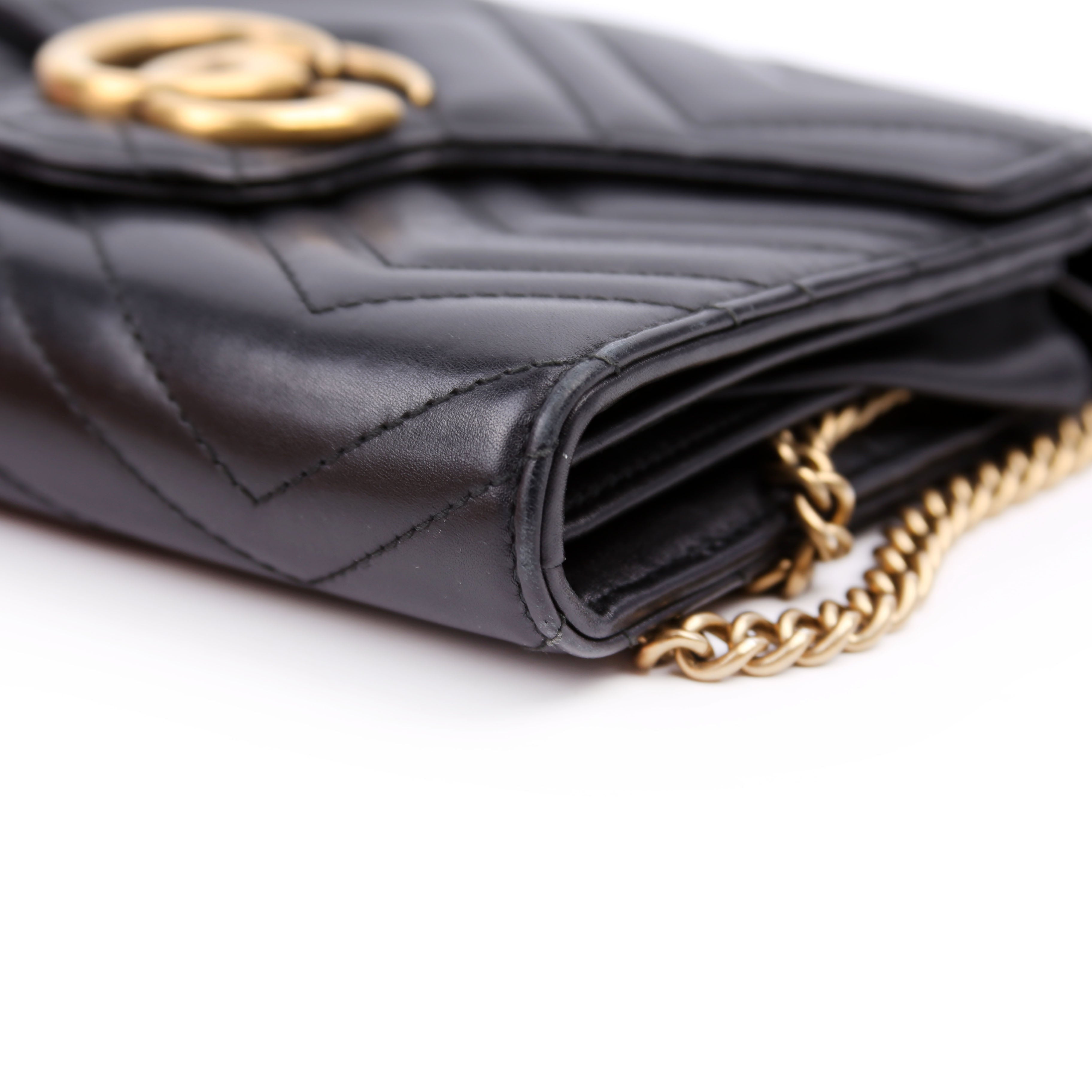Gucci 474575 Marmont Chain Wallet Black