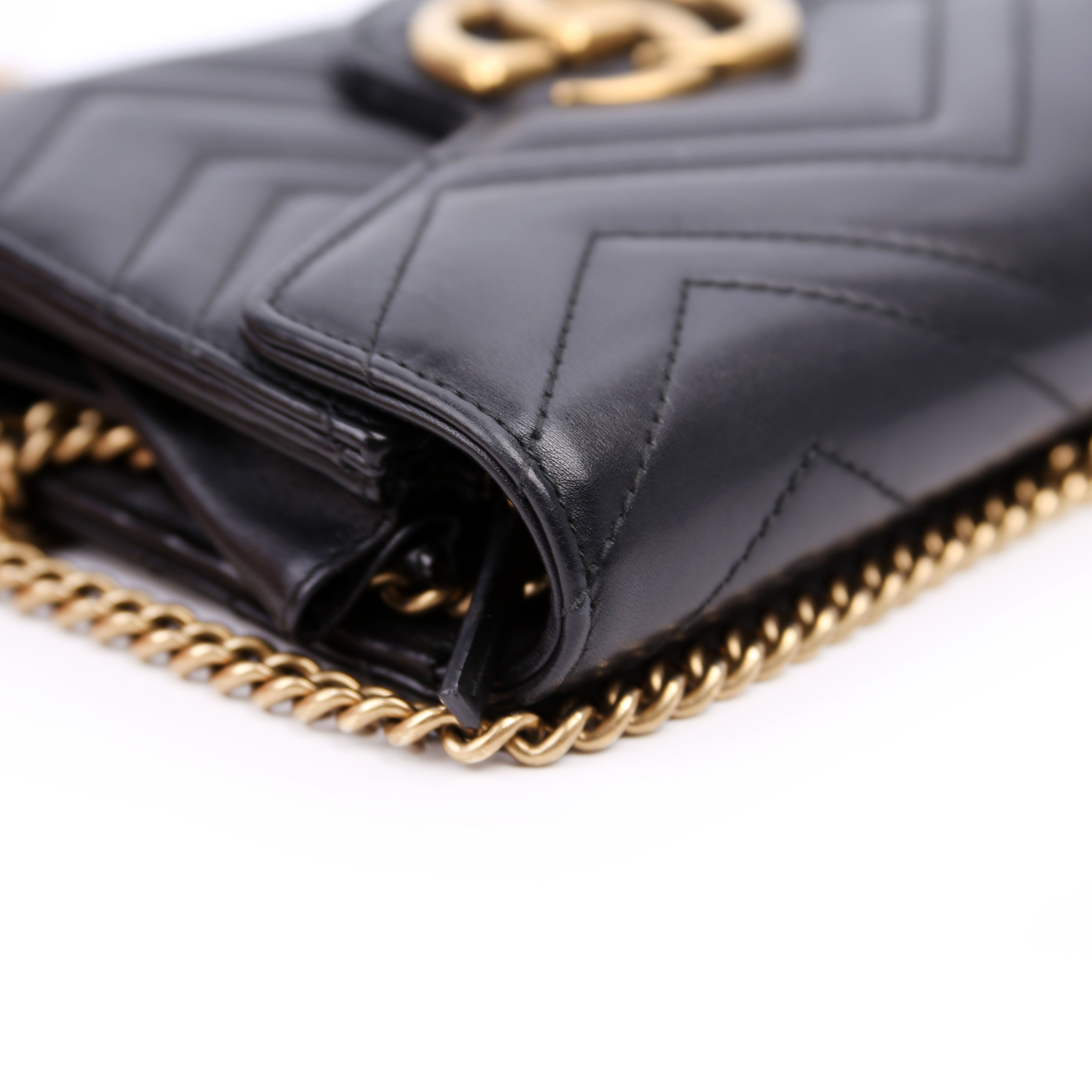 Gucci 474575 Marmont Chain Wallet Black