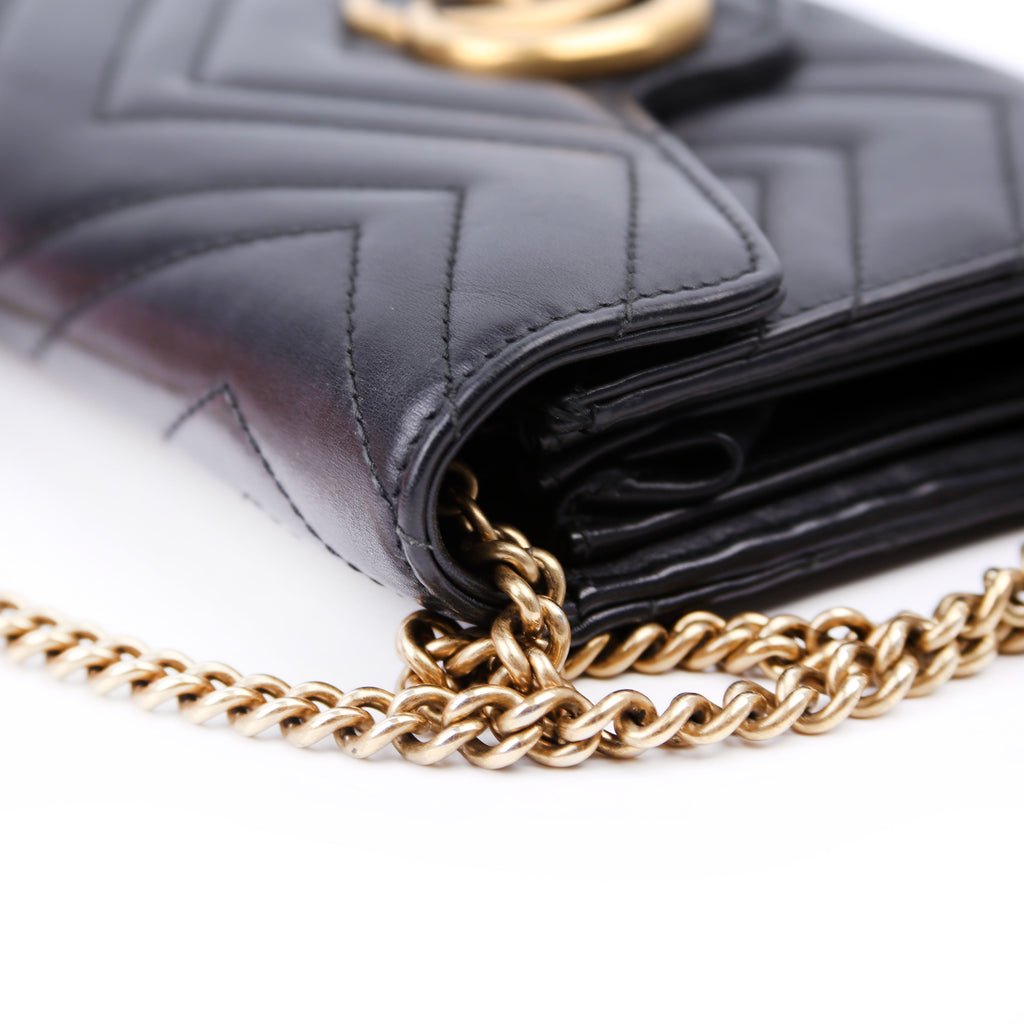 Gucci 474575 Marmont Chain Wallet Black