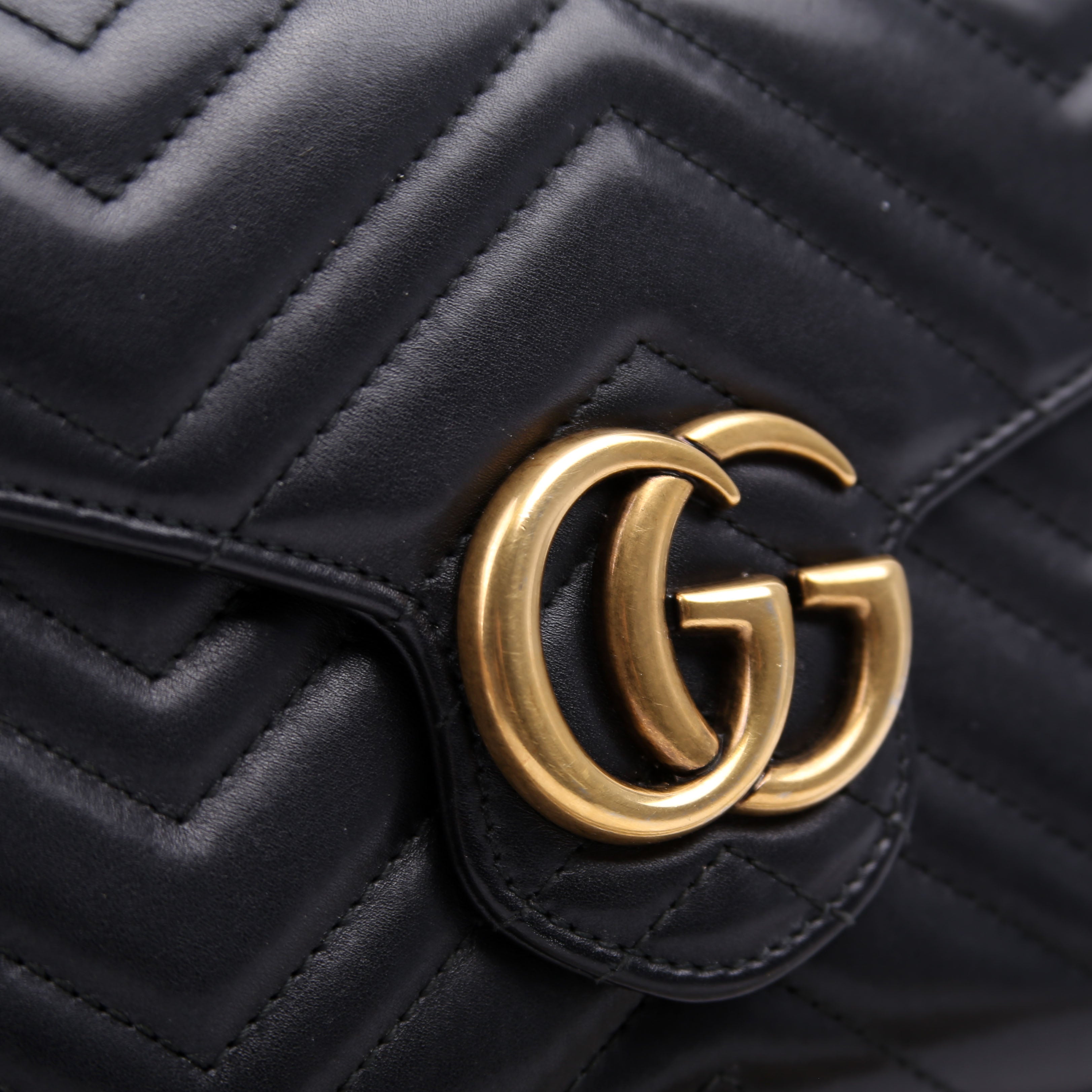 Gucci 474575 Marmont Chain Wallet Black