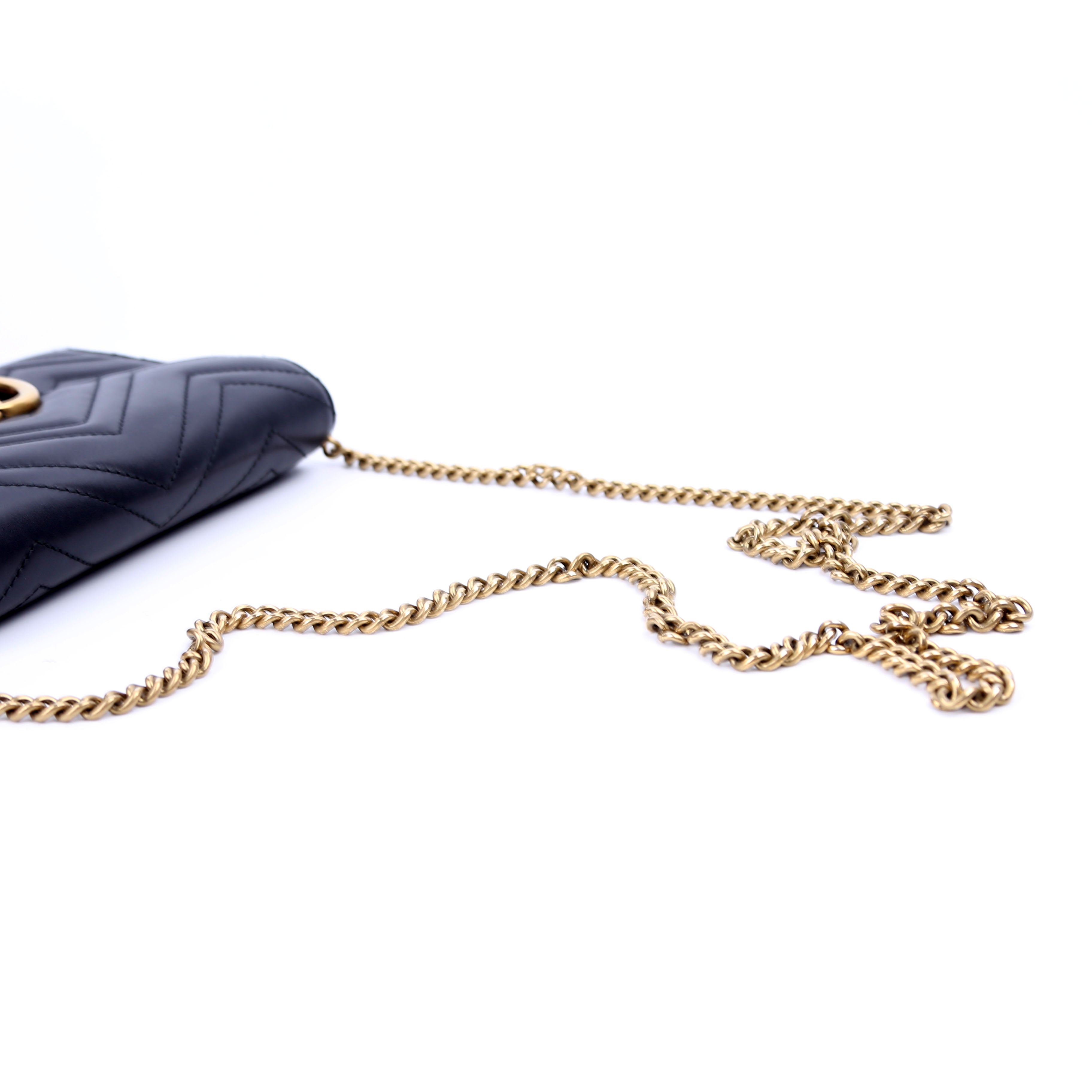 Gucci 474575 Marmont Chain Wallet Black
