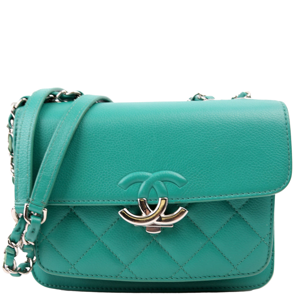 CC Box Flap Bag Small Quilted Caviar 23M Green