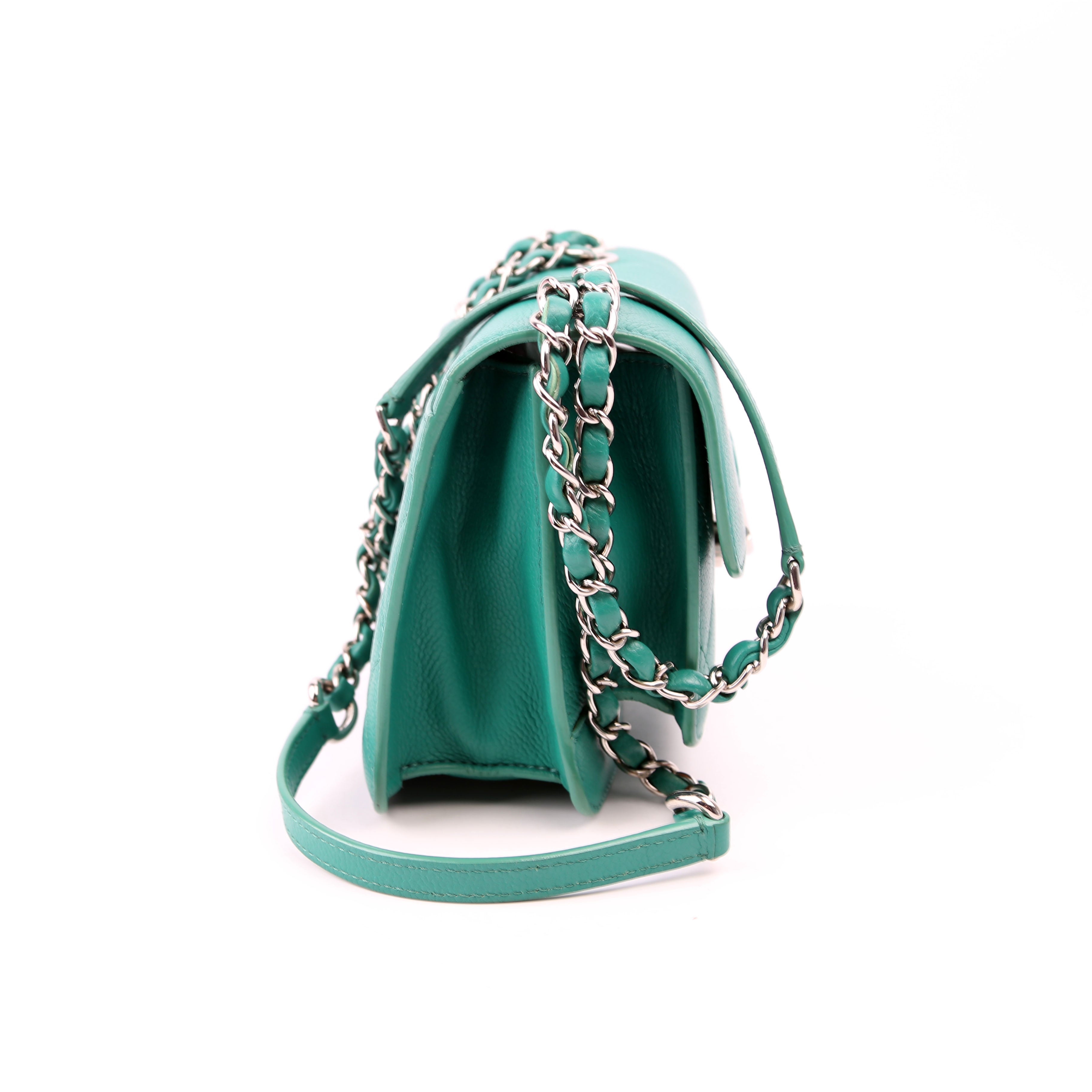 CC Box Flap Bag Small Quilted Caviar 23M Green