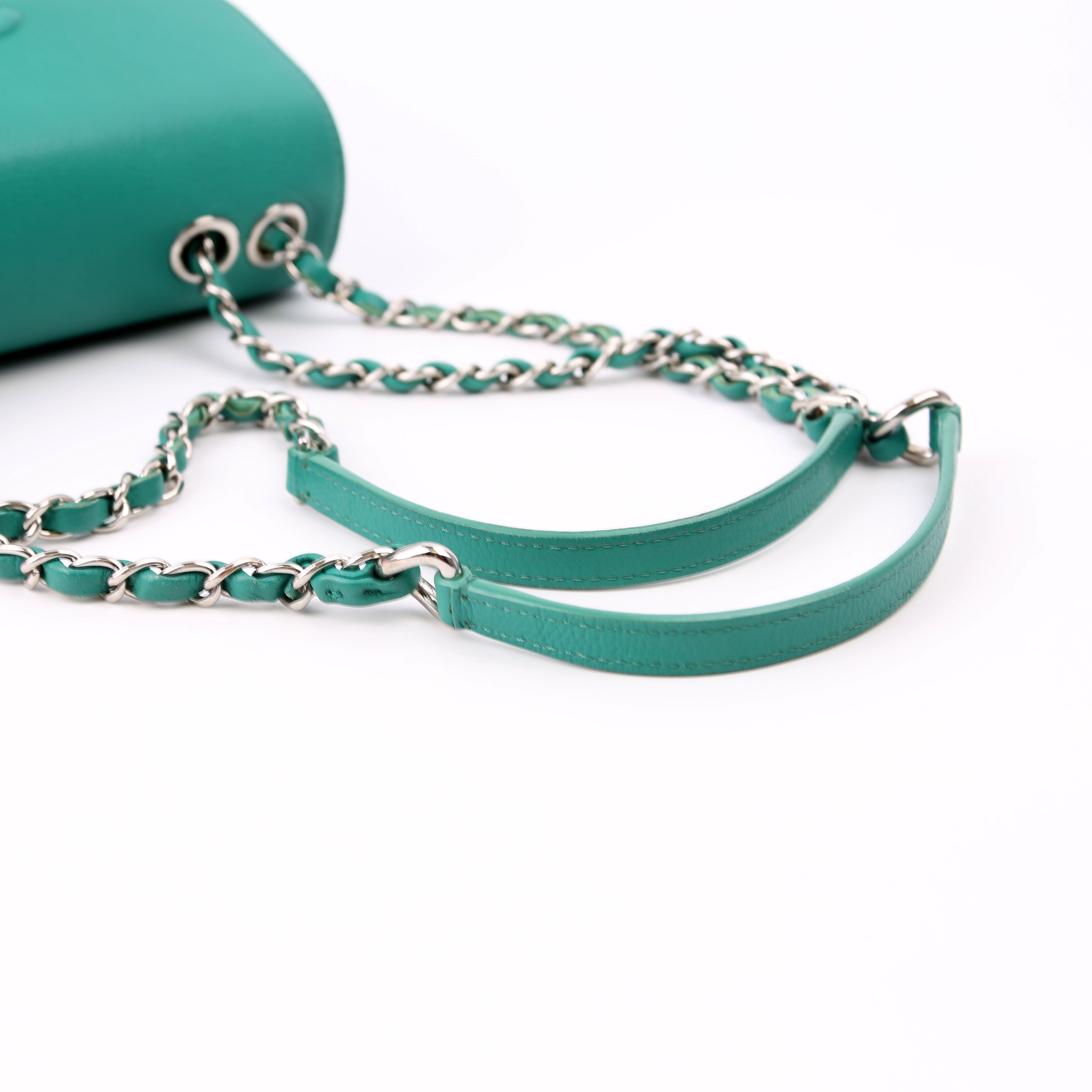 CC Box Flap Bag Small Quilted Caviar 23M Green