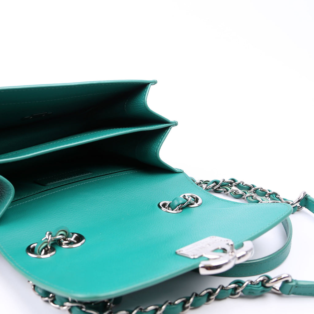 CC Box Flap Bag Small Quilted Caviar 23M Green