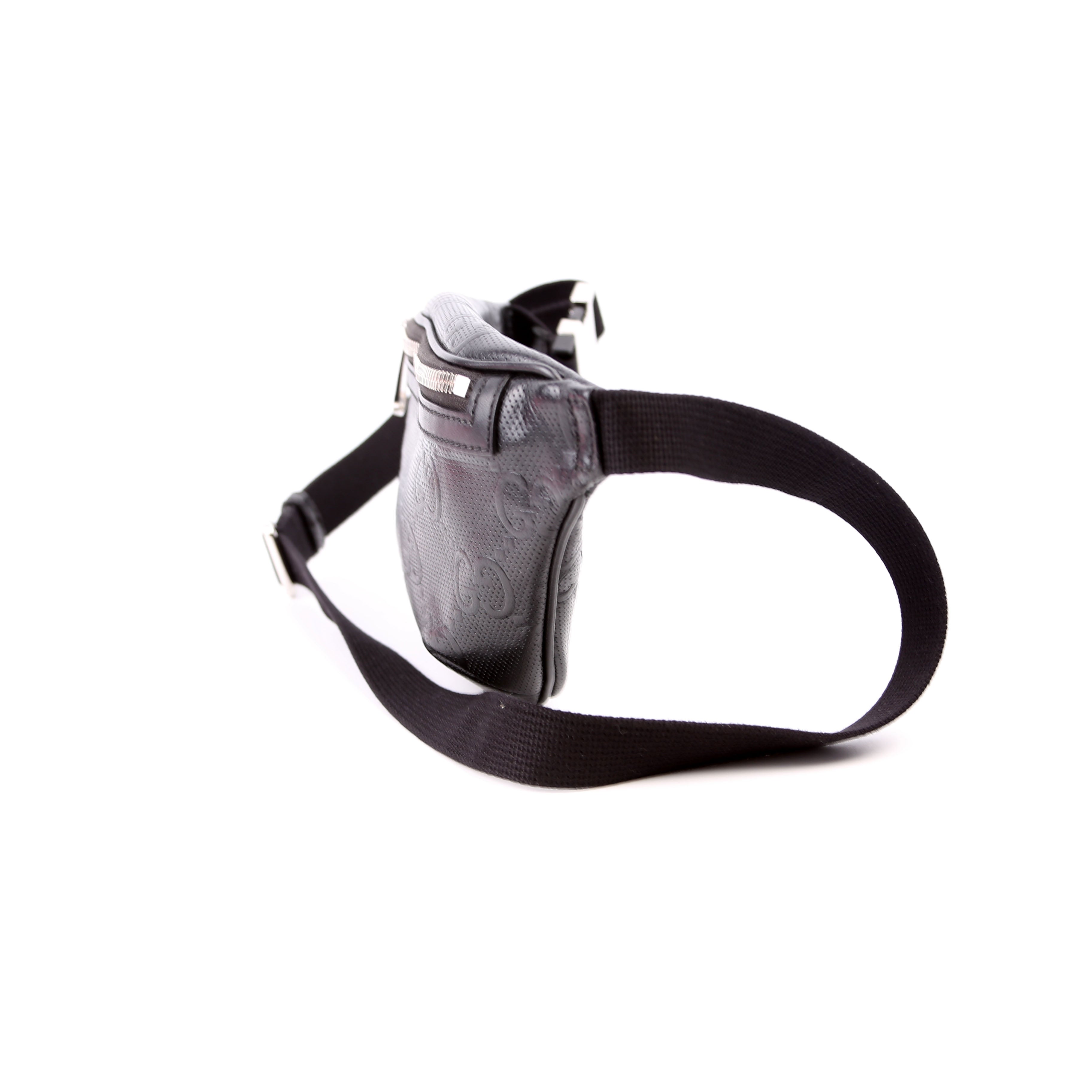 Gucci 658582 GG Embossed Belt Bag Black