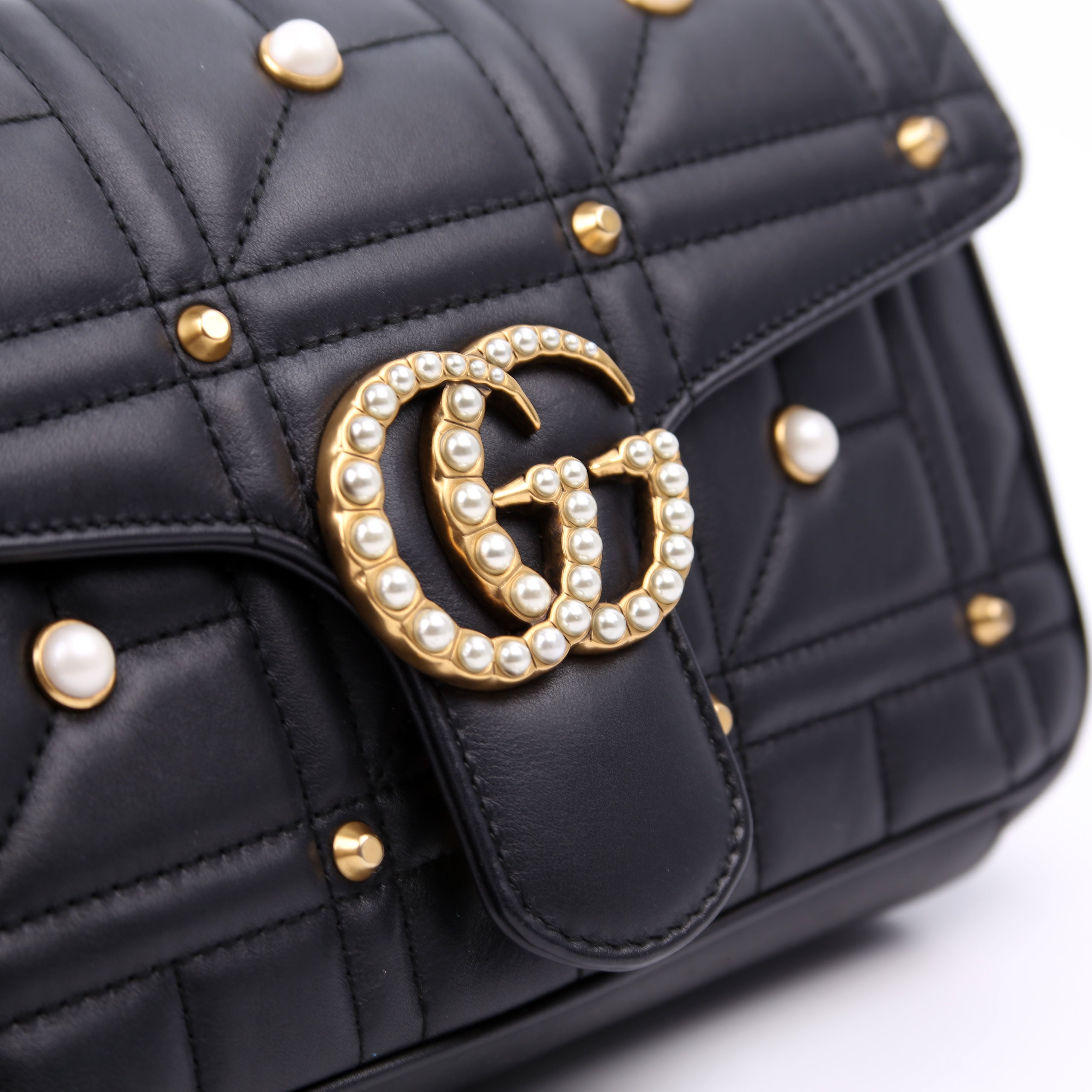 443497 Marmont Pearls Shoulder Small Flap