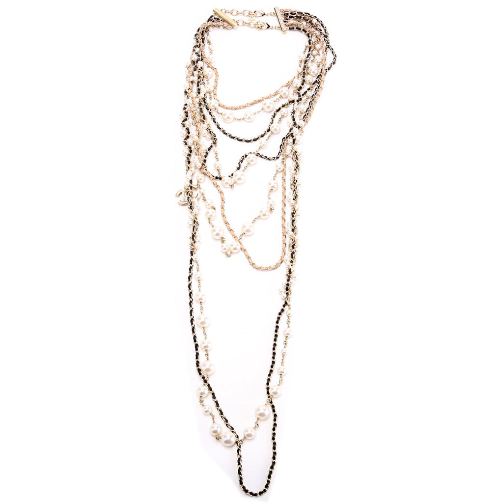 CC Pearls Multi Strand Long Necklace Pearl/Gold