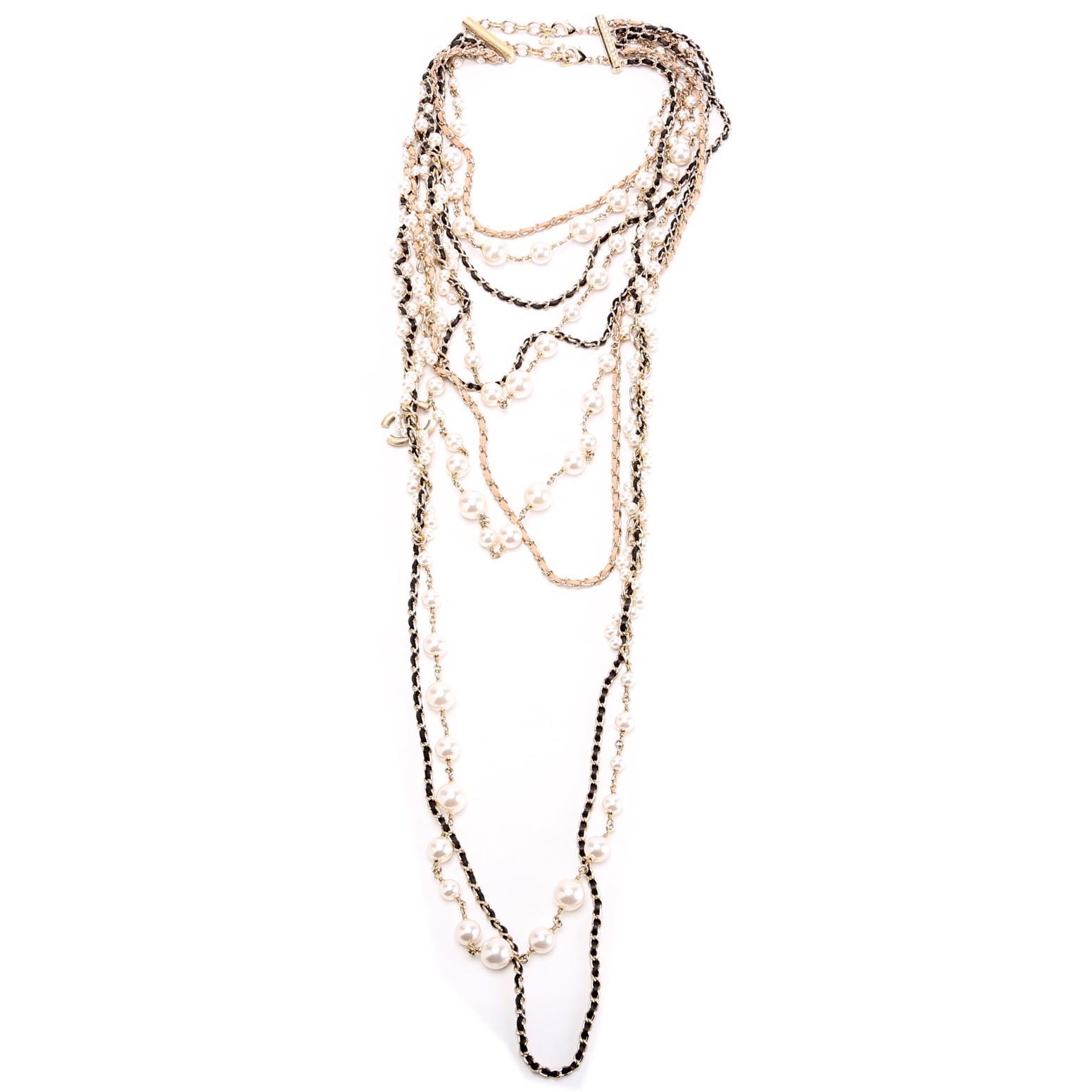 CC Pearls Multi Strand Long Necklace Pearl/Gold