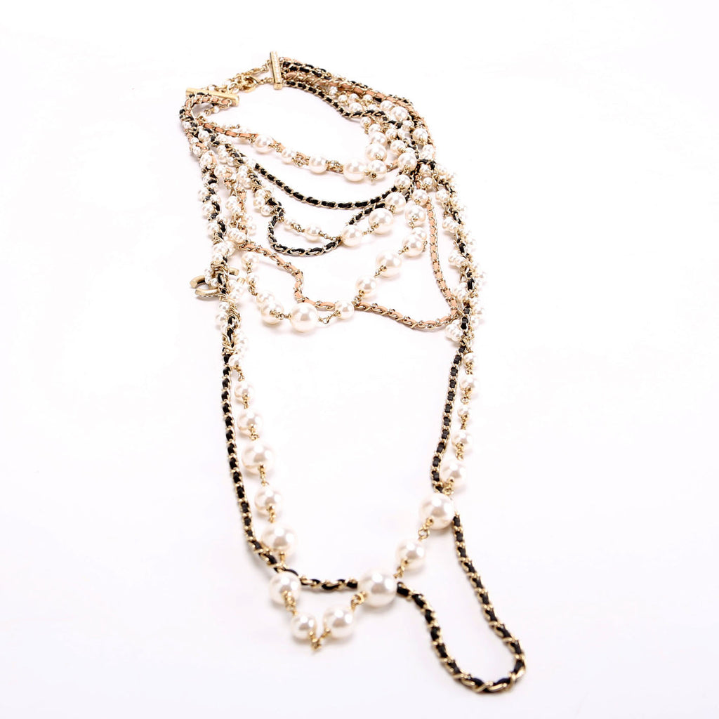CC Pearls Multi Strand Long Necklace Pearl/Gold
