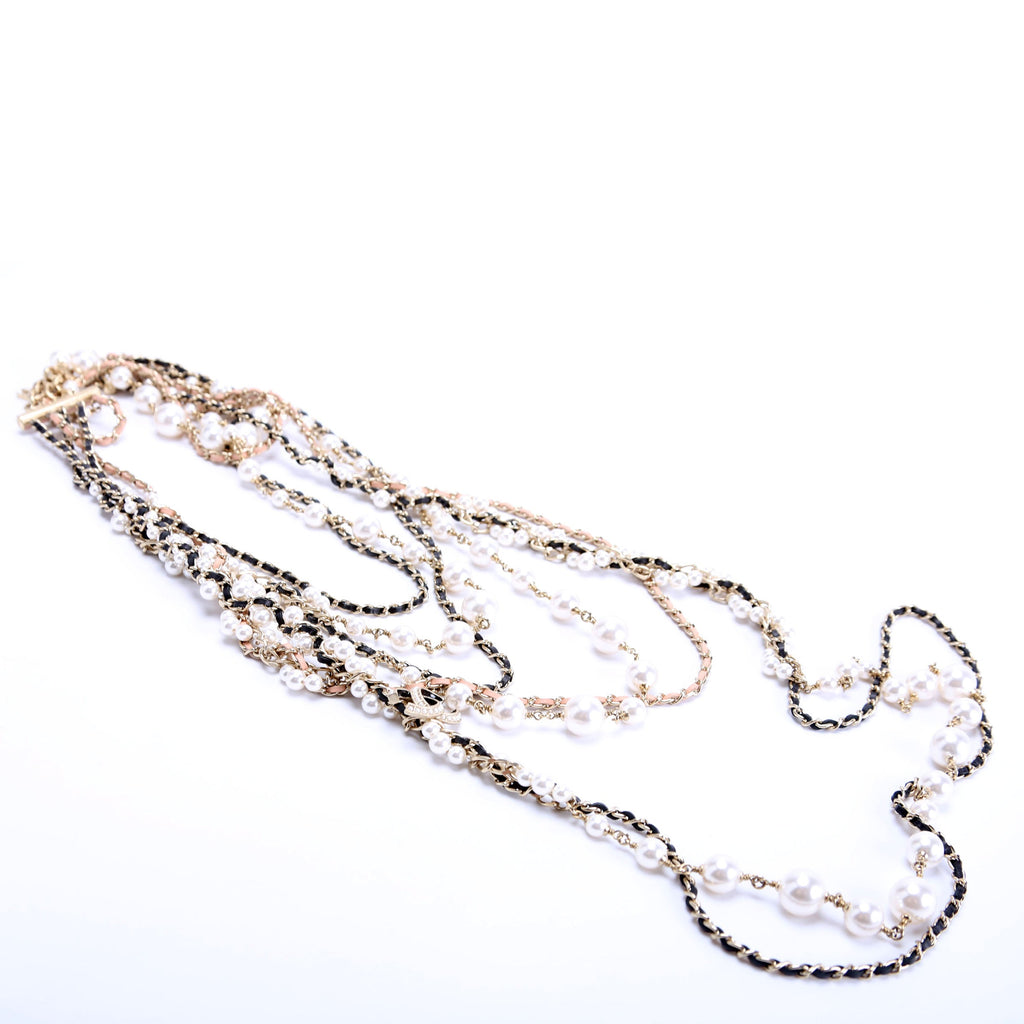 CC Pearls Multi Strand Long Necklace Pearl/Gold