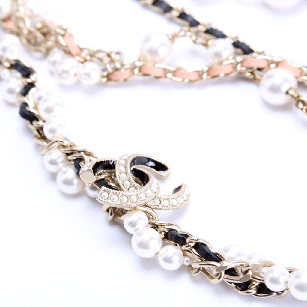 CC Pearls Multi Strand Long Necklace Pearl/Gold