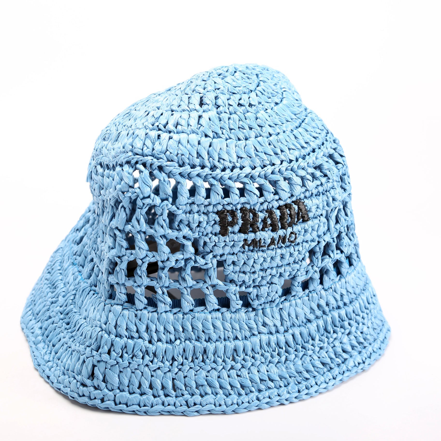 1HC137 Crochet Raffia-Effect Bucket Size Large Blue
