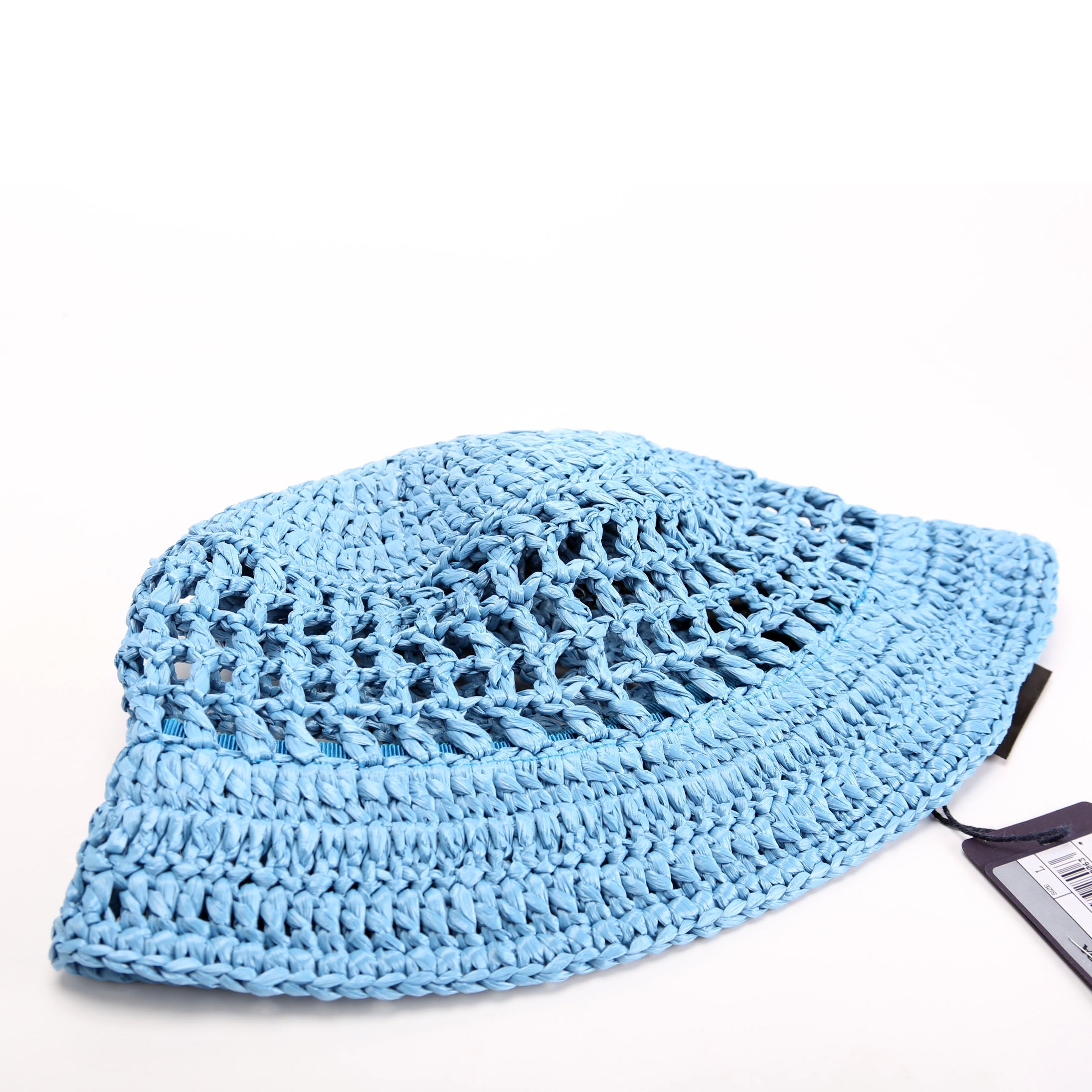 1HC137 Crochet Raffia-Effect Bucket Size Large Blue