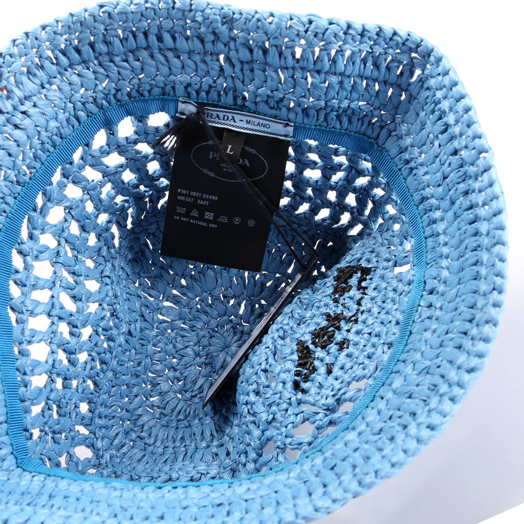 1HC137 Crochet Raffia-Effect Bucket Size Large Blue
