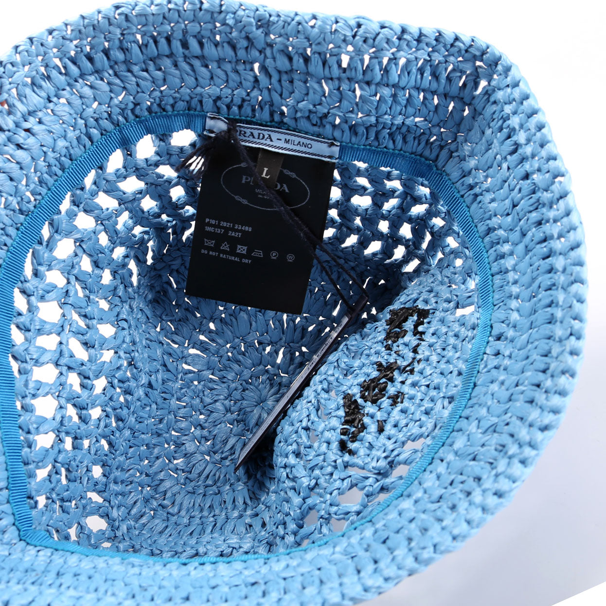 1HC137 Crochet Raffia-Effect Bucket Size Large Blue