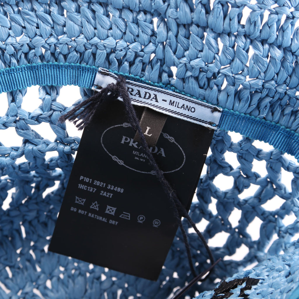 1HC137 Crochet Raffia-Effect Bucket Size Large Blue