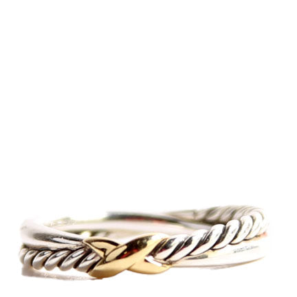Petite X Ring 925/750 Size 7 Silver/Gold