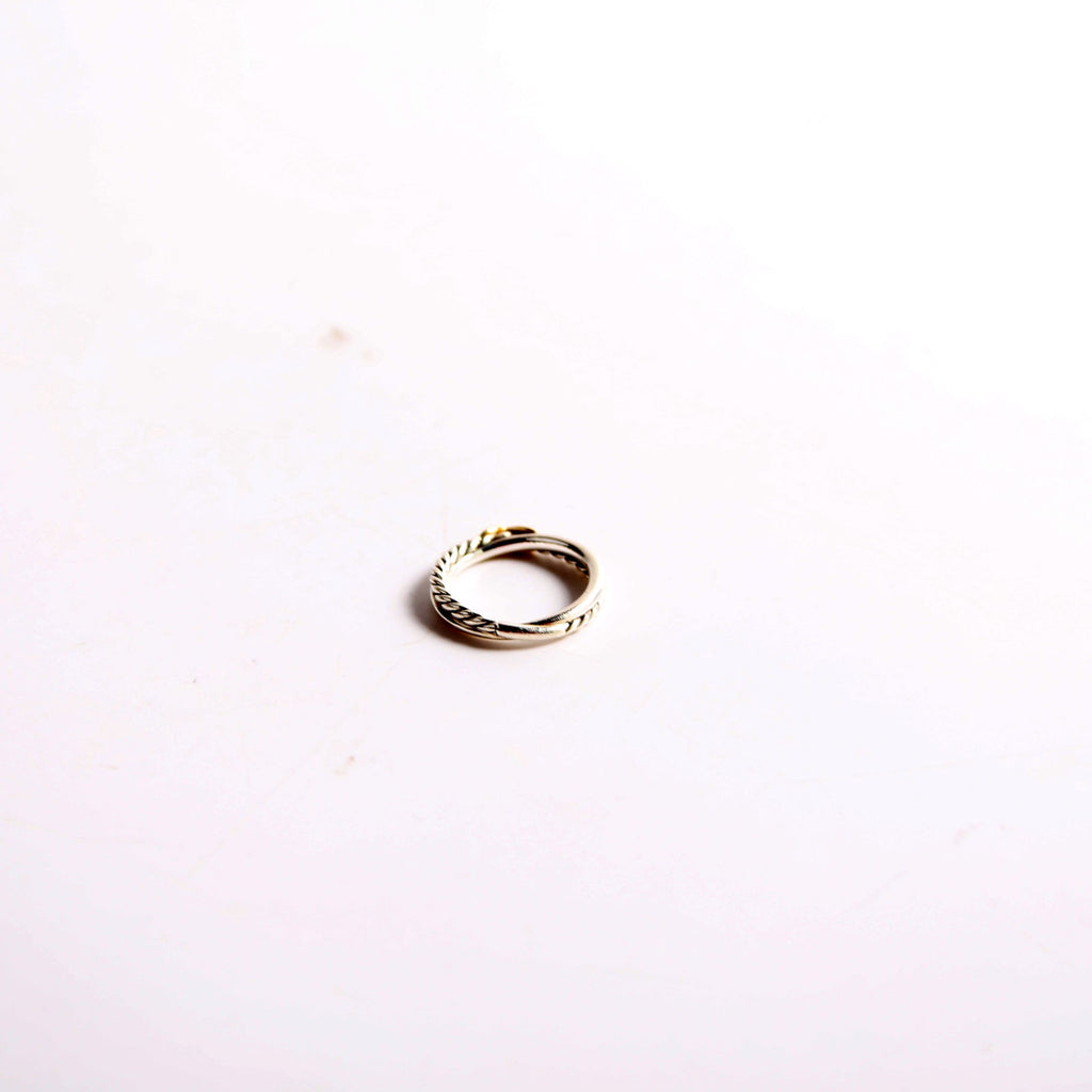 Petite X Ring 925/750 Size 7 Silver/Gold