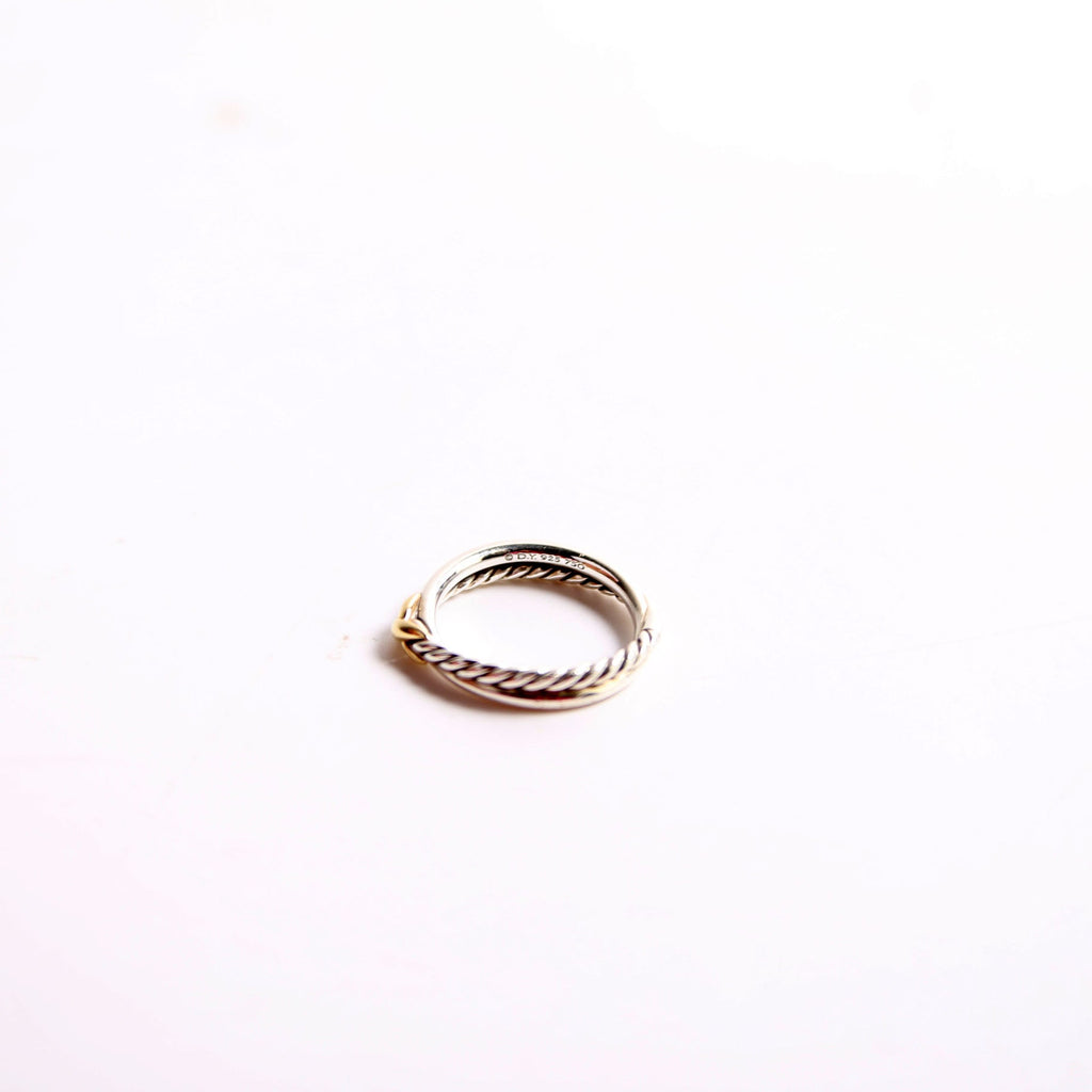 Petite X Ring 925/750 Size 7 Silver/Gold
