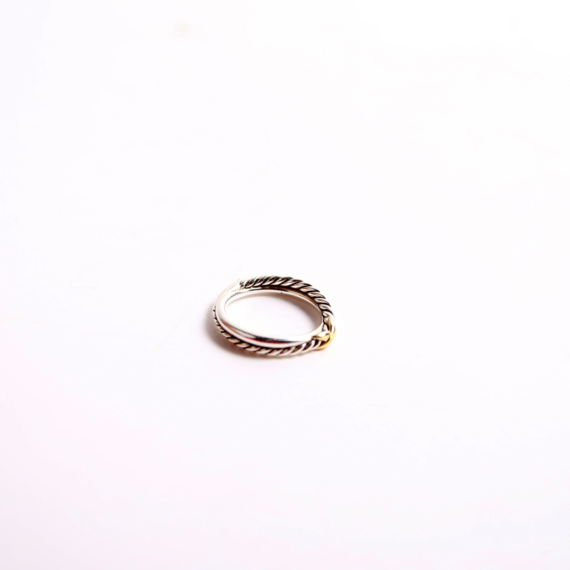 Petite X Ring 925/750 Size 7 Silver/Gold