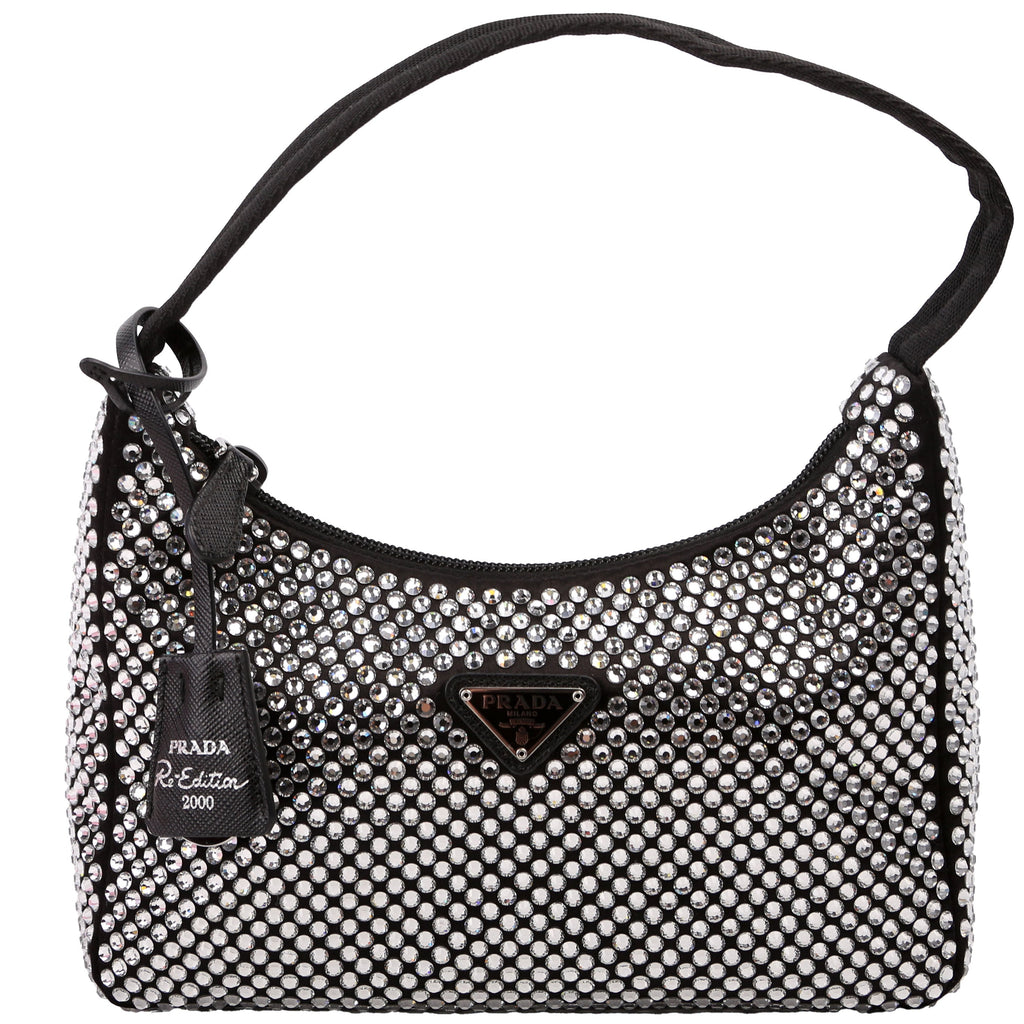 1BC515 Satin Crystal Re-Edition 2000 Mini Bag Black