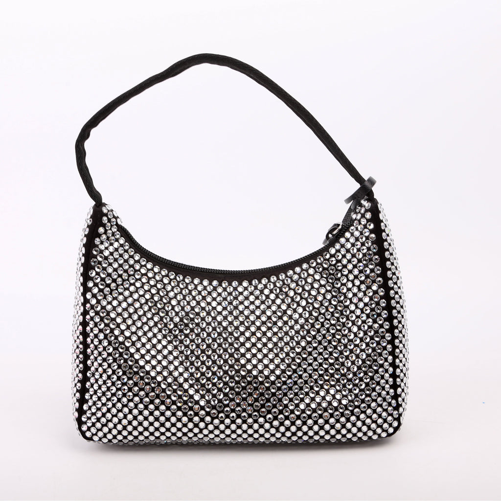1BC515 Satin Crystal Re-Edition 2000 Mini Bag Black
