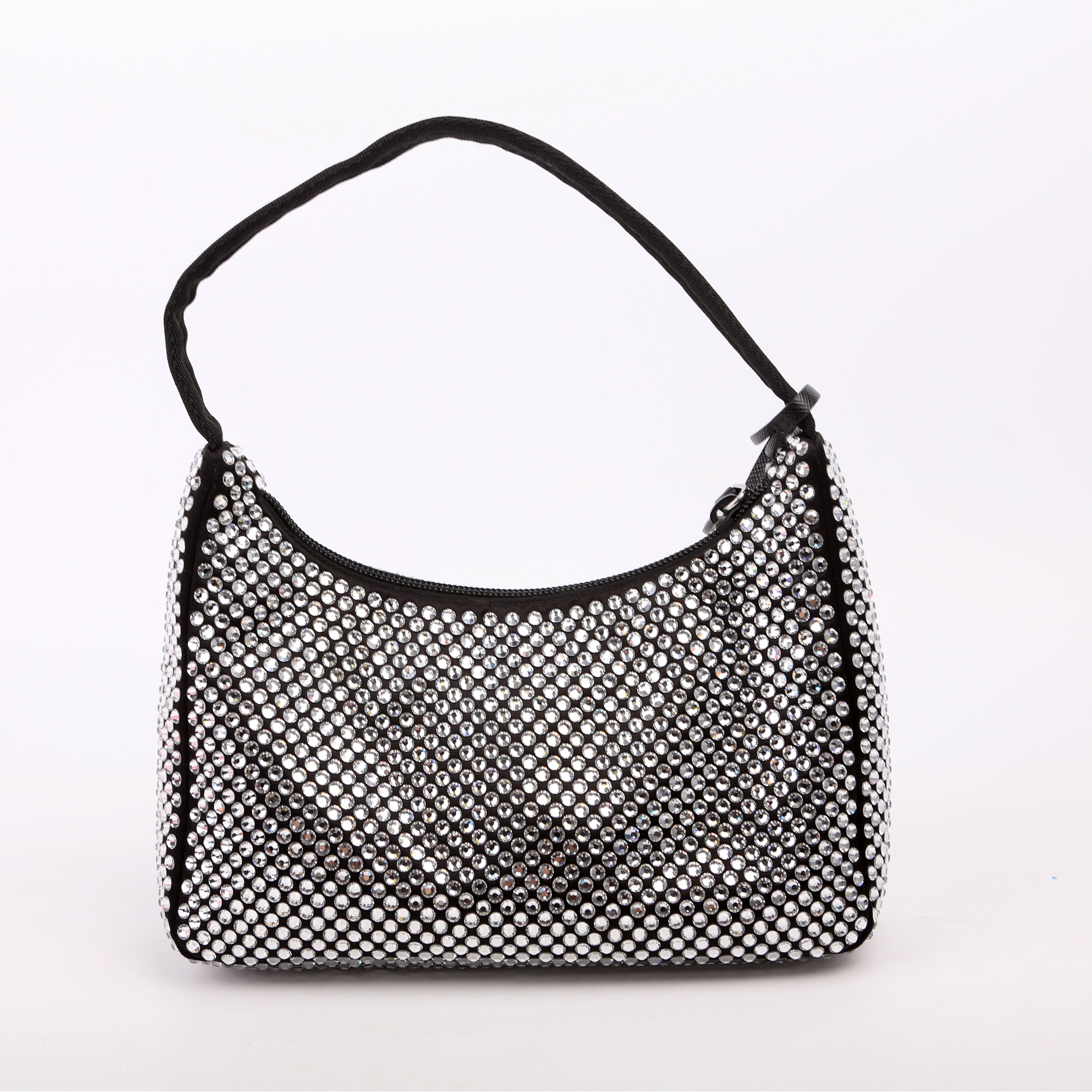 1BC515 Satin Crystal Re-Edition 2000 Mini Bag Black