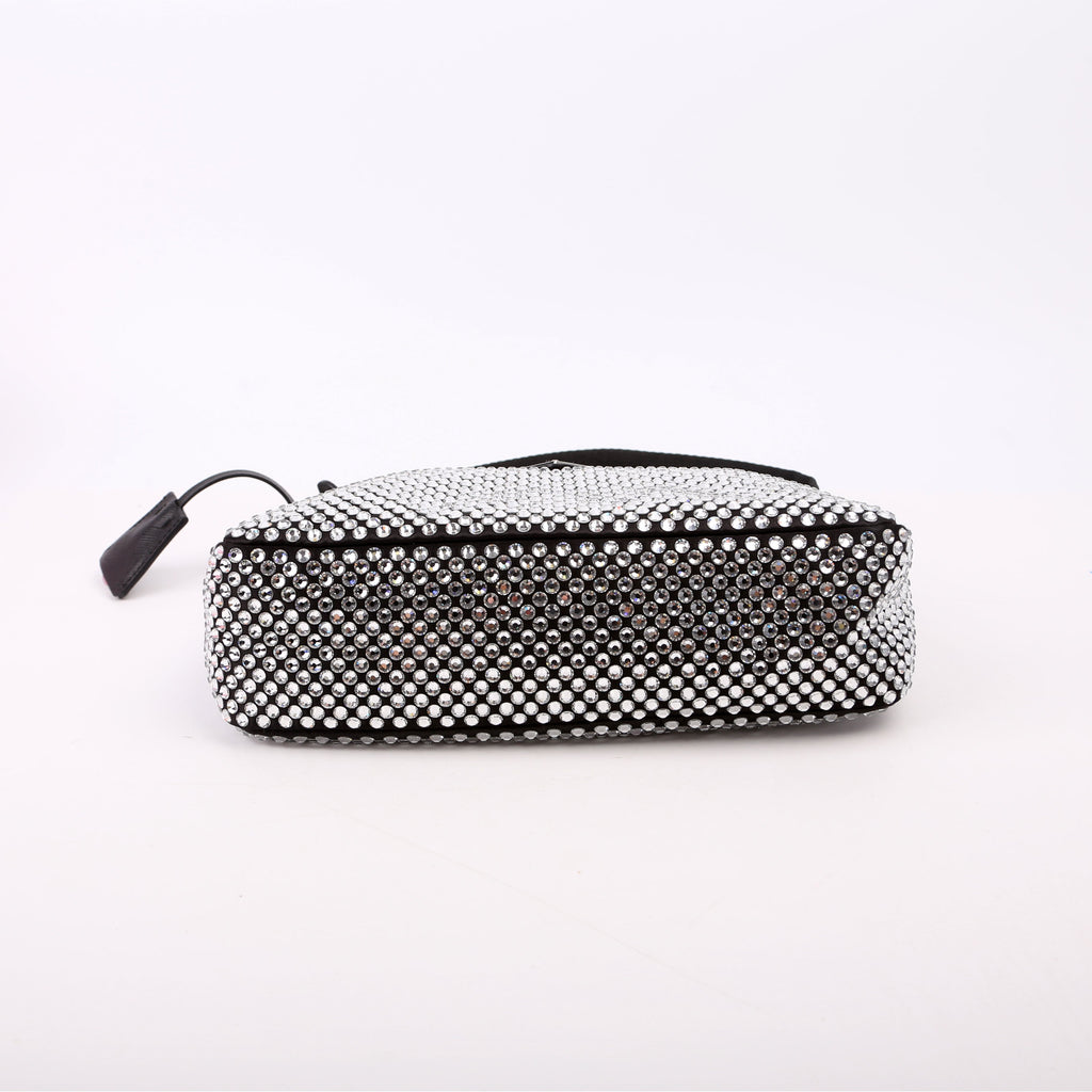1BC515 Satin Crystal Re-Edition 2000 Mini Bag Black