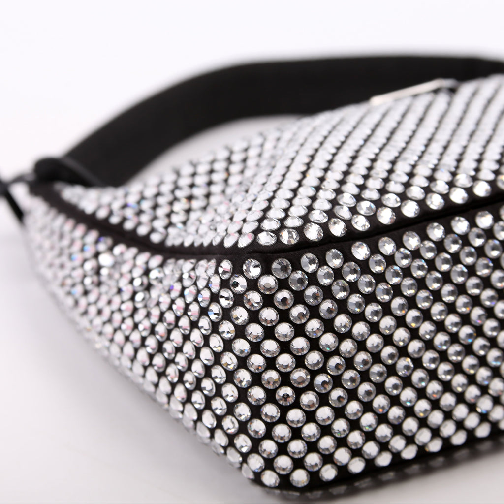 1BC515 Satin Crystal Re-Edition 2000 Mini Bag Black