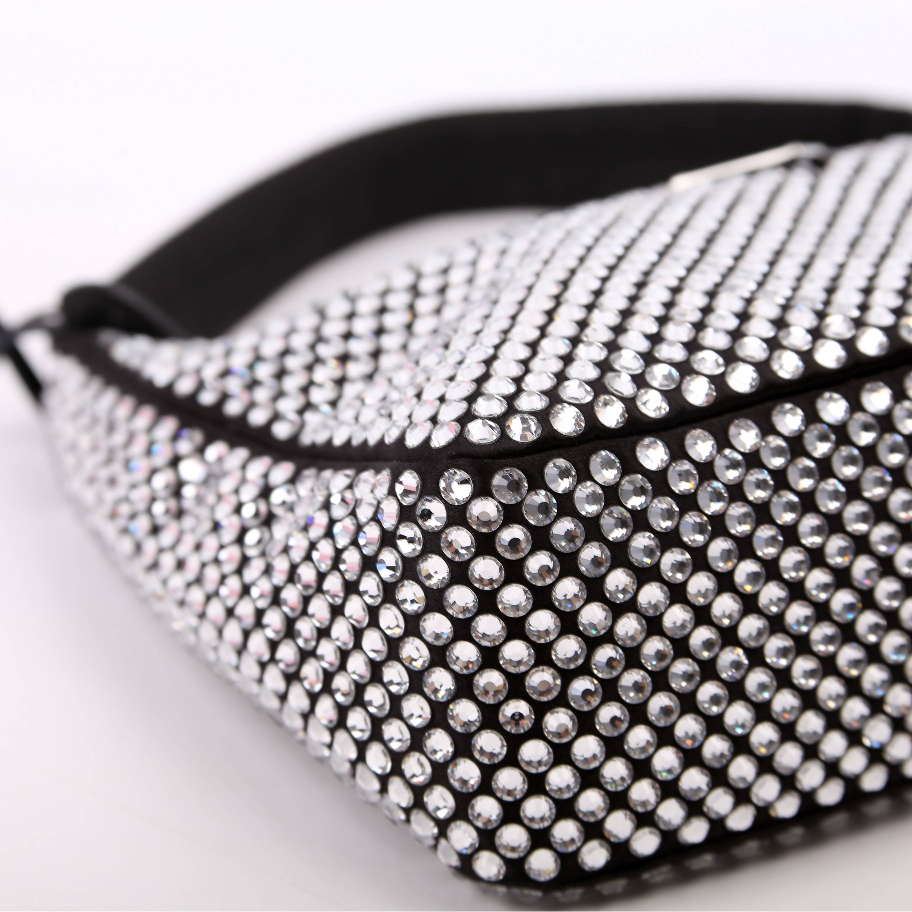 1BC515 Satin Crystal Re-Edition 2000 Mini Bag Black