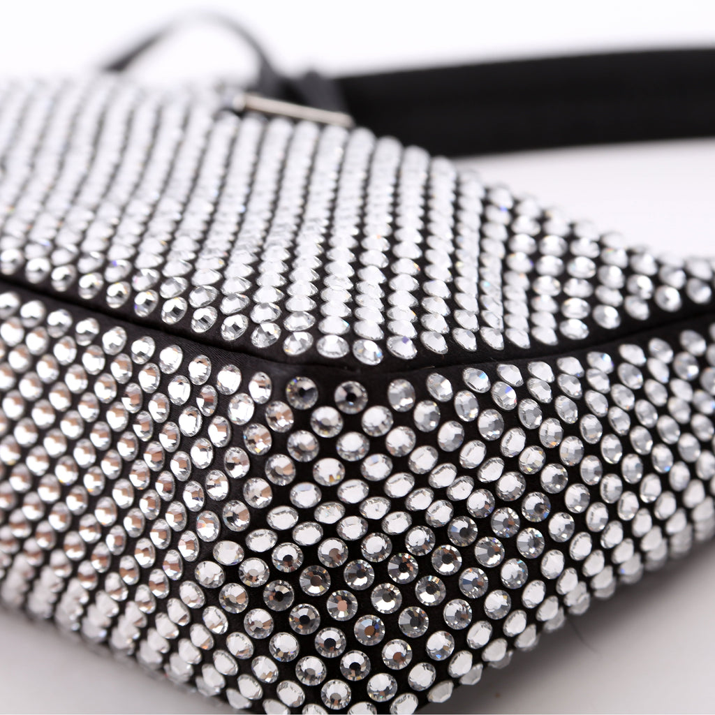 1BC515 Satin Crystal Re-Edition 2000 Mini Bag Black
