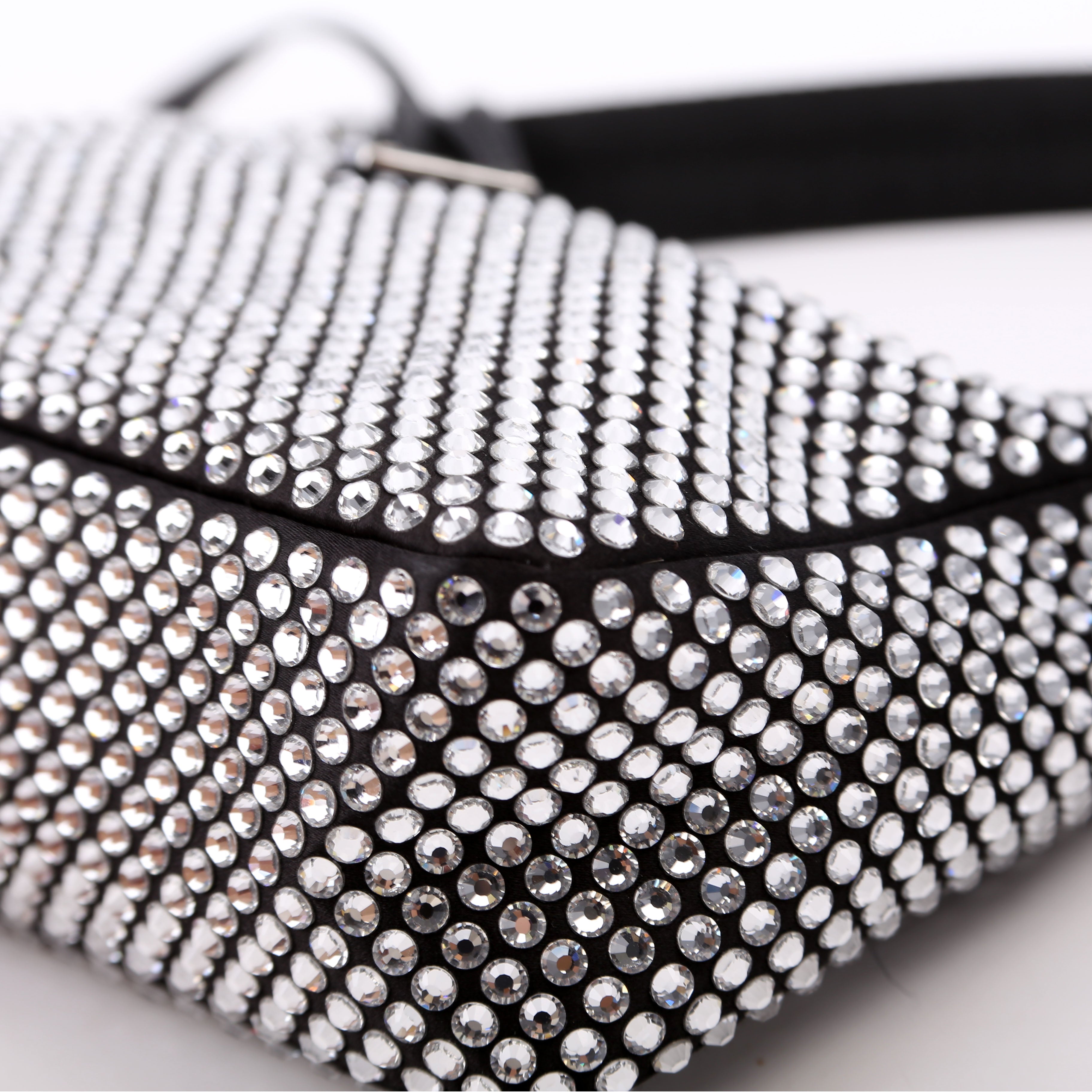 1BC515 Satin Crystal Re-Edition 2000 Mini Bag Black