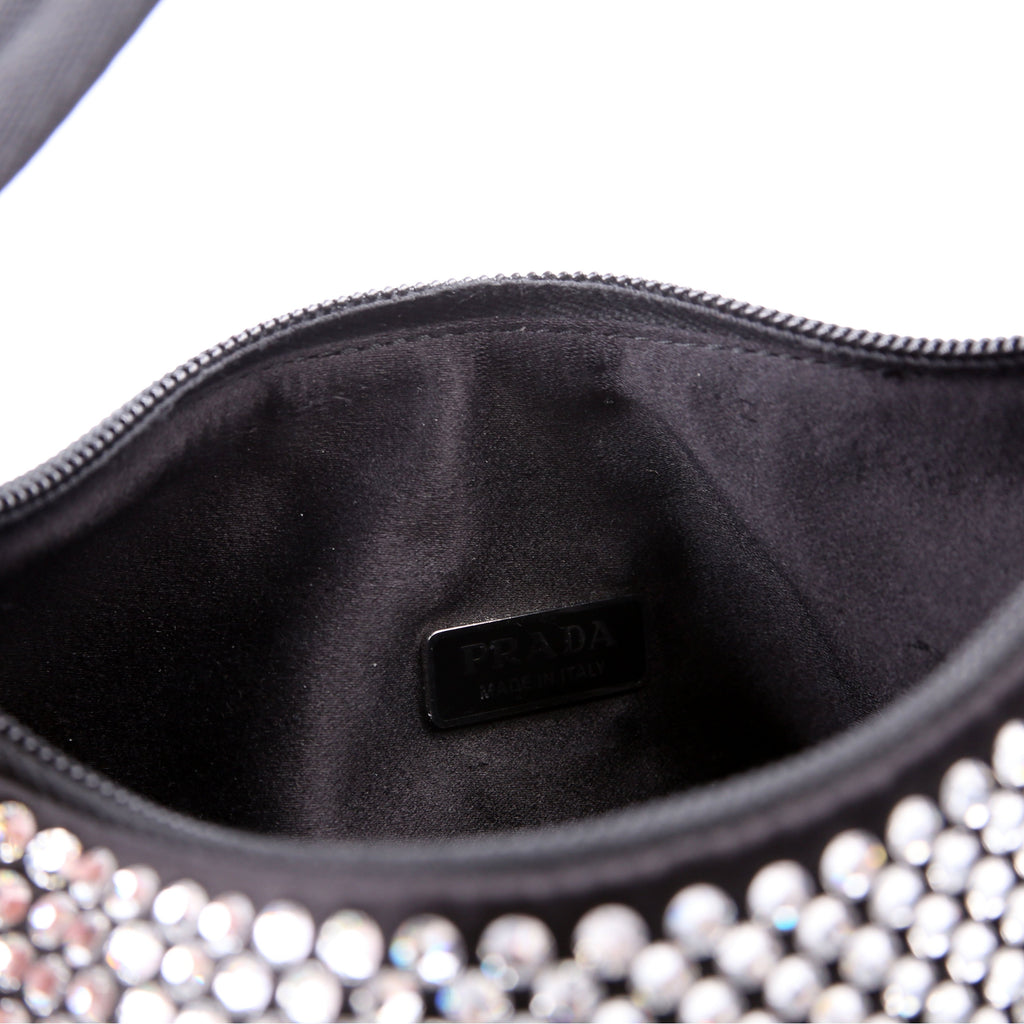 1BC515 Satin Crystal Re-Edition 2000 Mini Bag Black