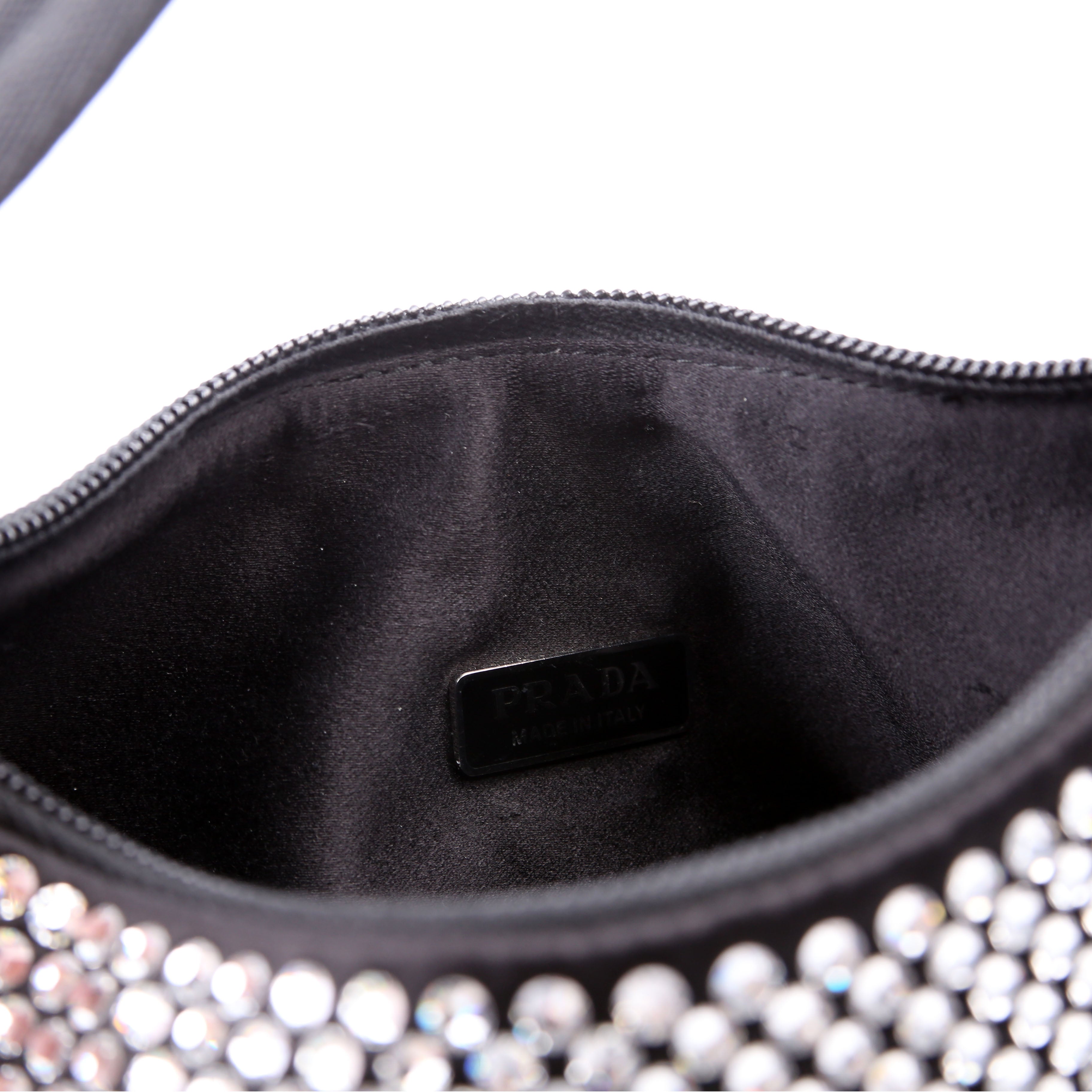 1BC515 Satin Crystal Re-Edition 2000 Mini Bag Black