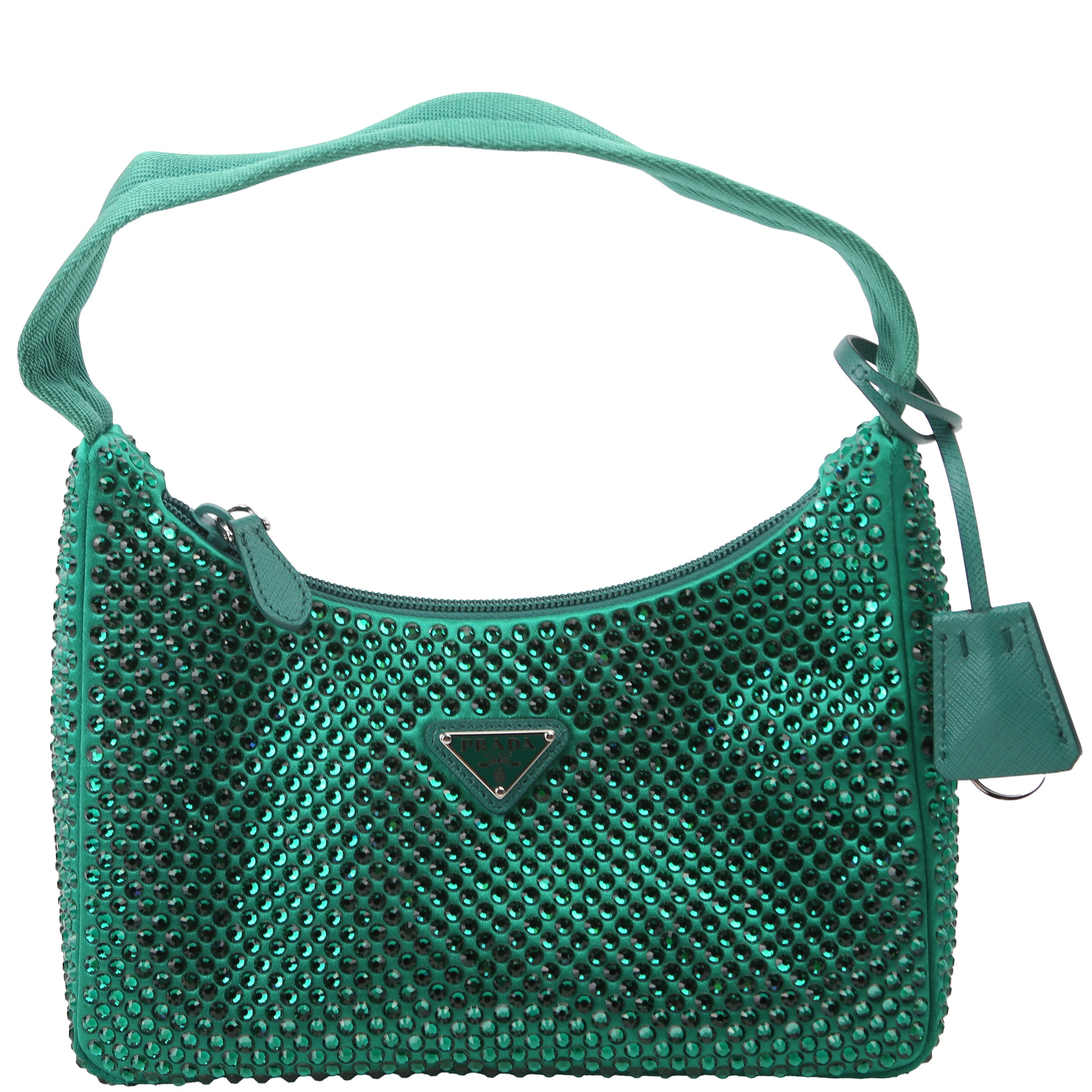1BC515 Satin Crystal Re-Edition 2000 Mini Bag Green