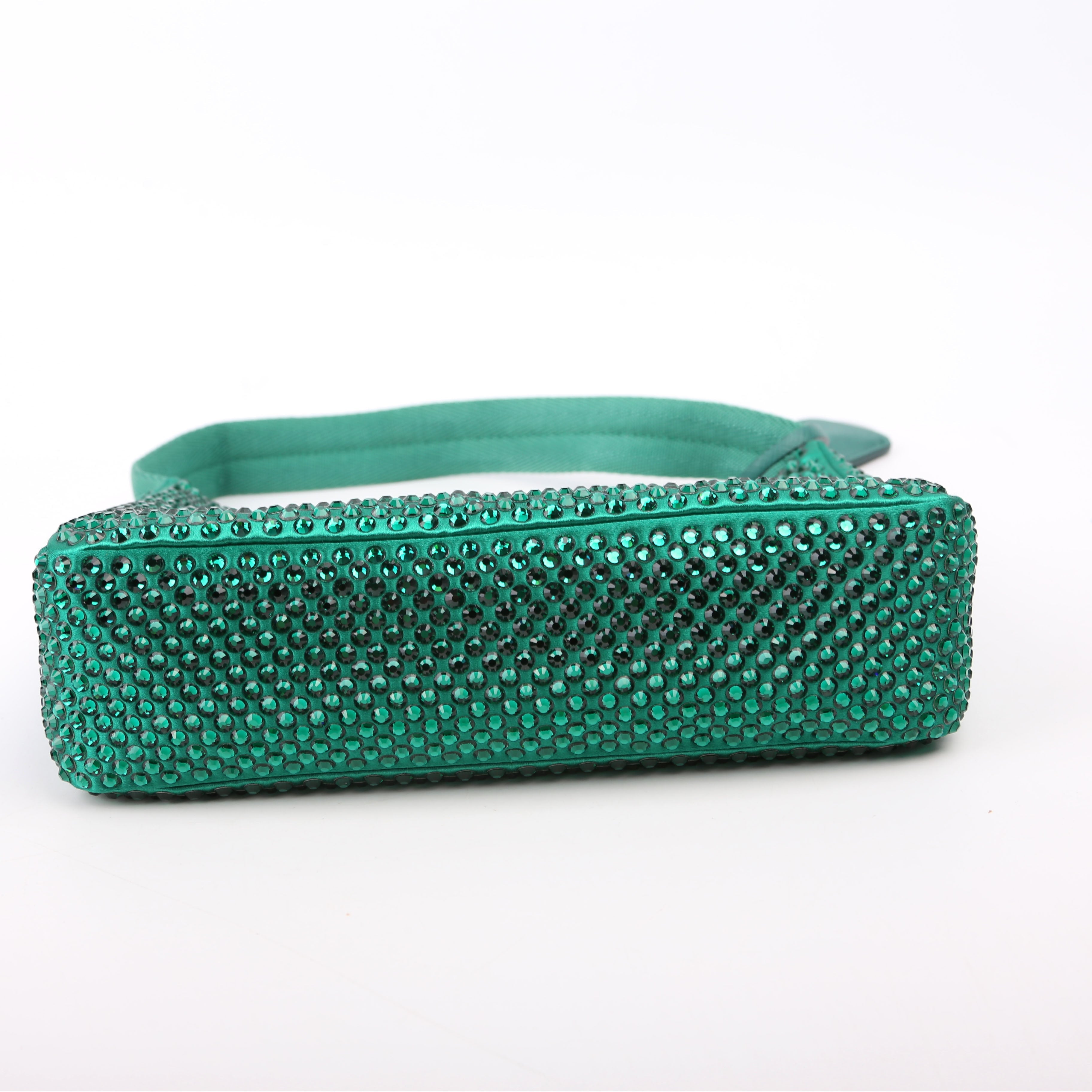 1BC515 Satin Crystal Re-Edition 2000 Mini Bag Green