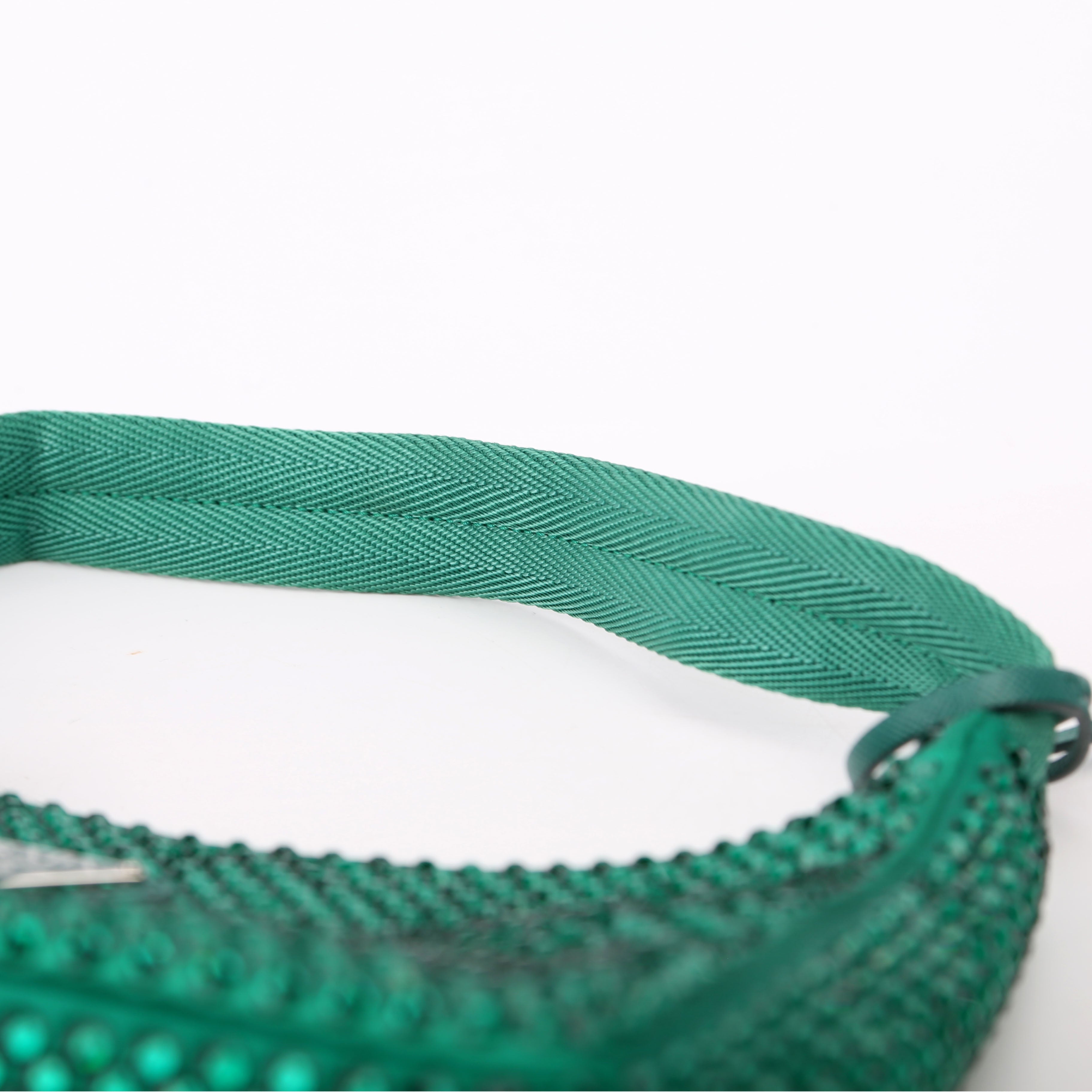 1BC515 Satin Crystal Re-Edition 2000 Mini Bag Green