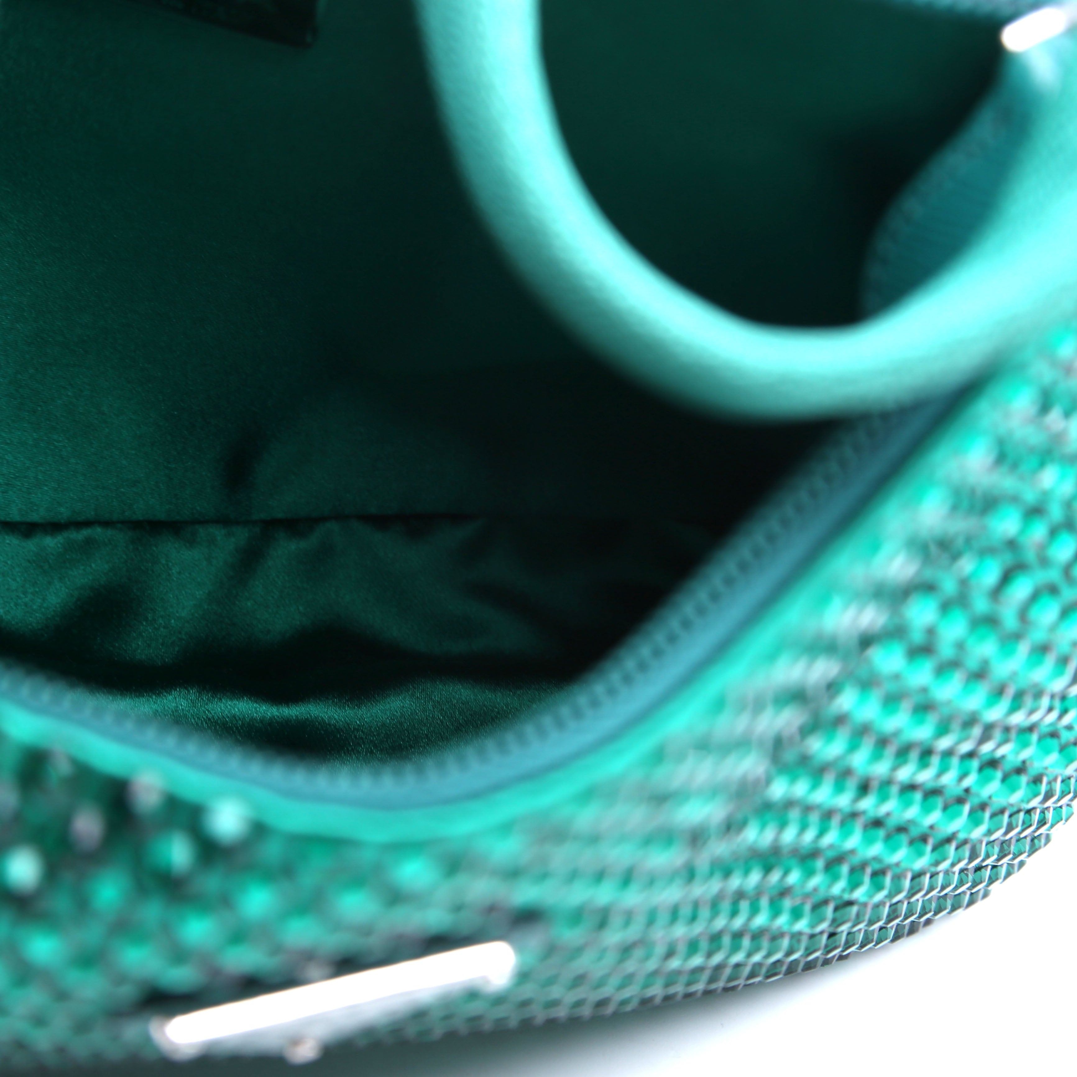 1BC515 Satin Crystal Re-Edition 2000 Mini Bag Green