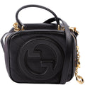 744434 Blondie Leather Top Handle Bag Black