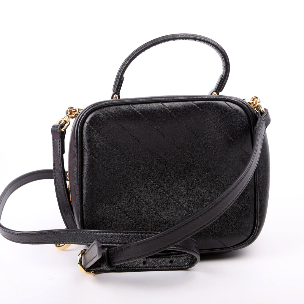 744434 Blondie Leather Top Handle Bag Black